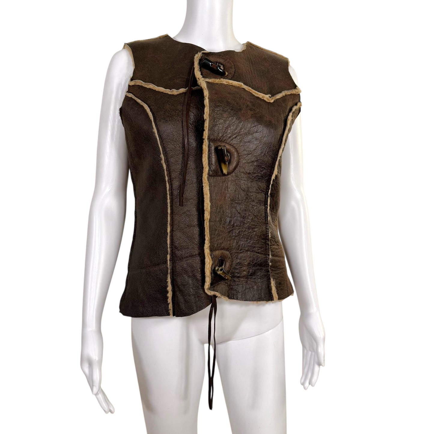 Diesel Brown Shearling Sleeveless Vest - Outfit Repeater