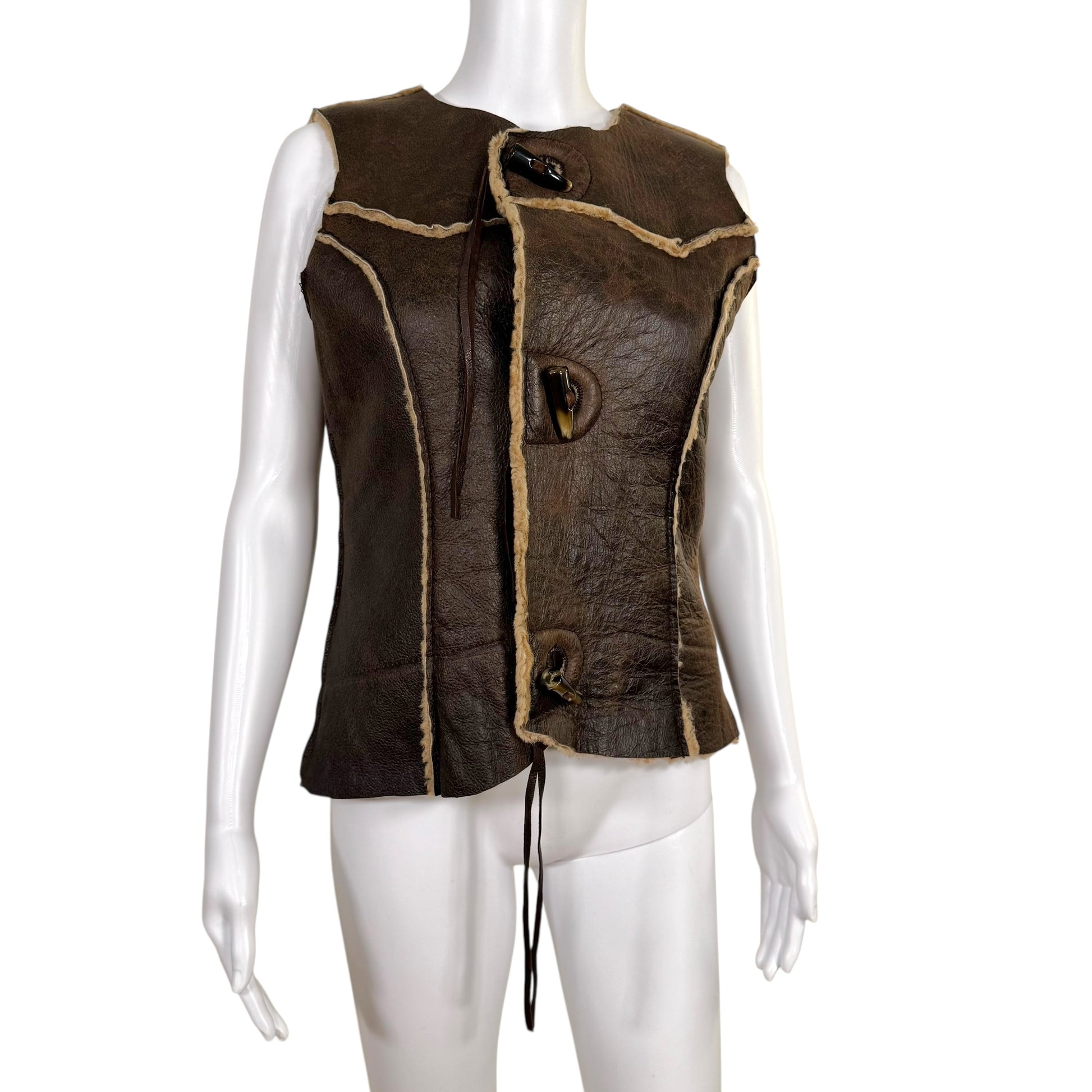 Diesel Brown Shearling Sleeveless Vest - Outfit Repeater