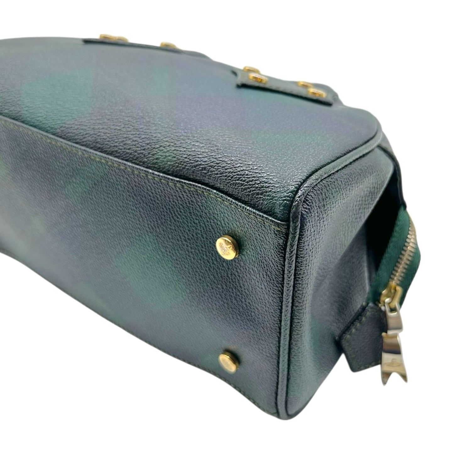 Vivienne Westwood Derby Handbag Green Navy Tartan Print