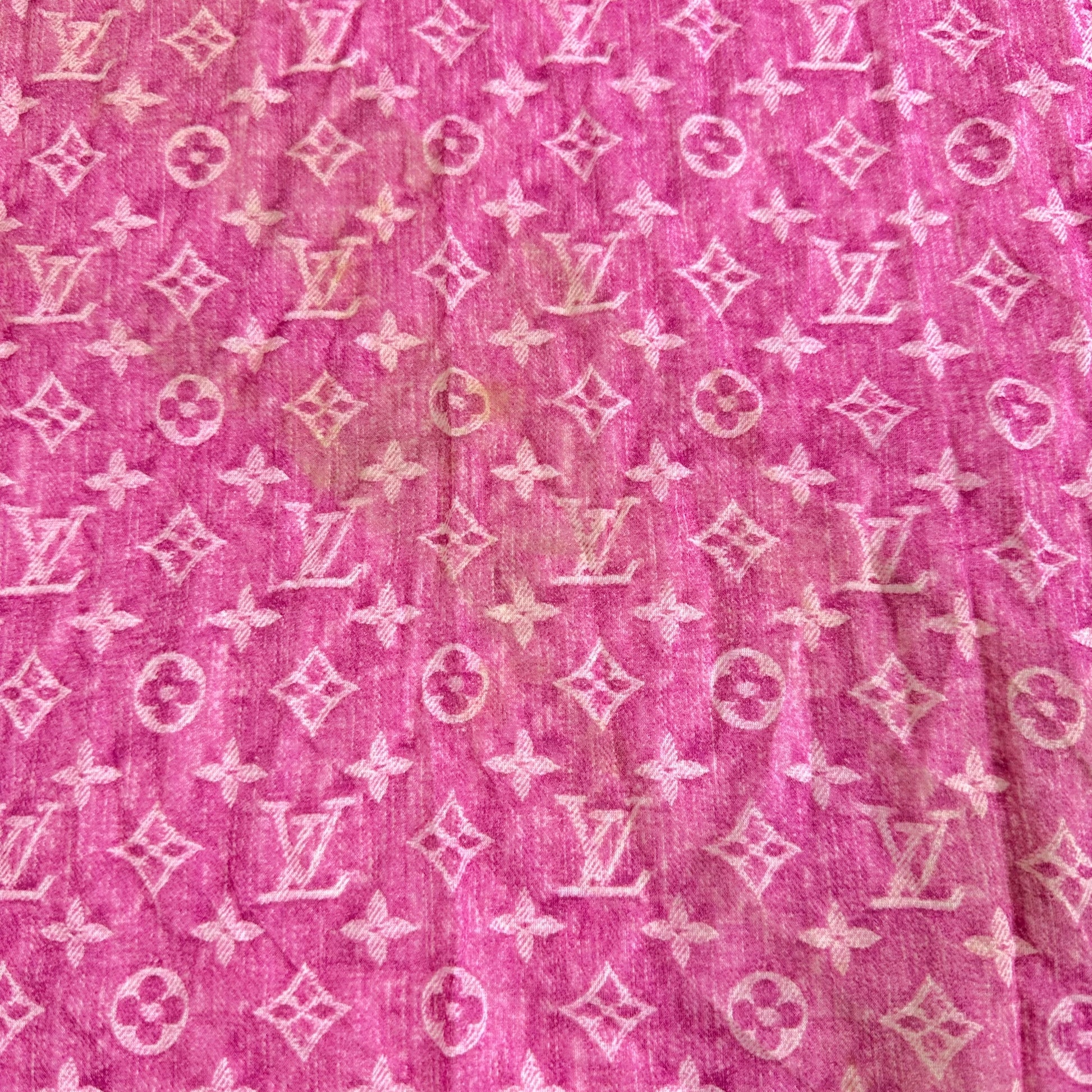 Louis Vuitton S/S 2006 Pink Denim Monogram Cotton Square Scarf - Outfit Repeater