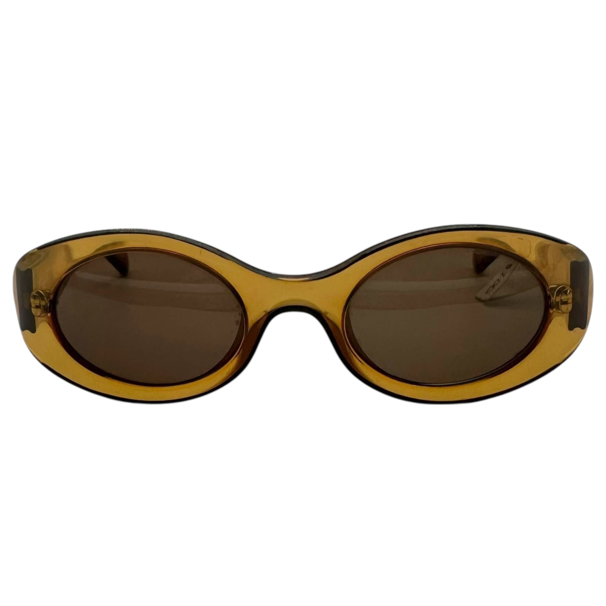 Gucci 90's Brown / Yellow Transparent Oval Sunglasses - Outfit Repeater