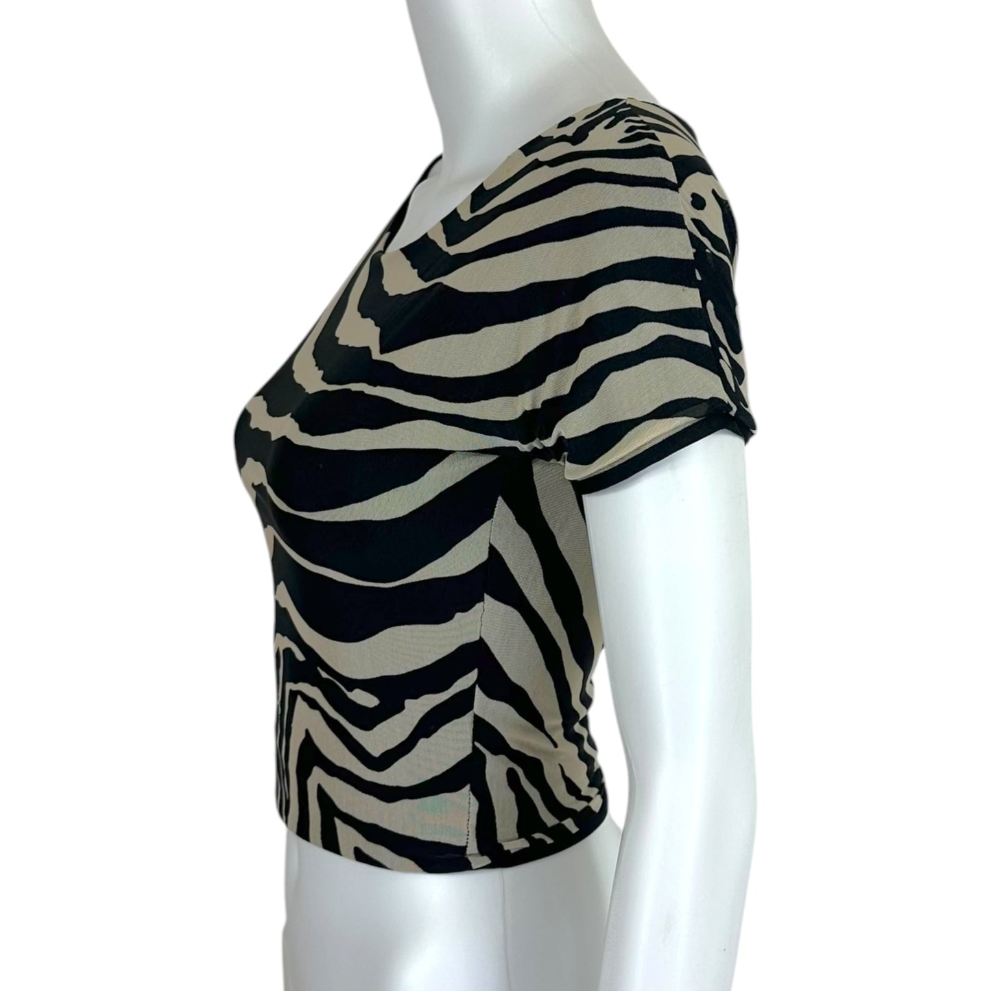 Dolce & Gabbana Mare Zebra Print Mesh Off-Shoulder Crop Top