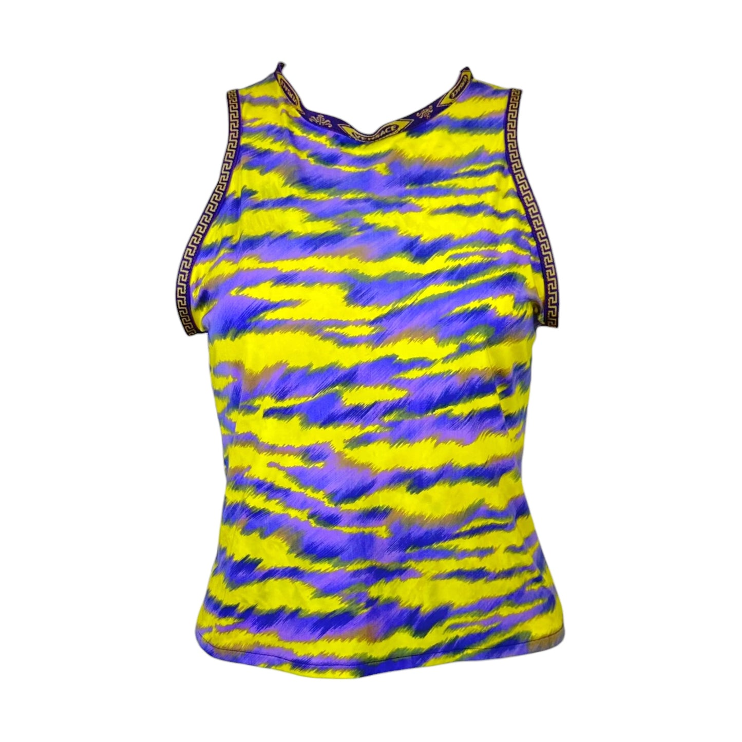 Versace Yellow & Purple Zebra Print Tank Top