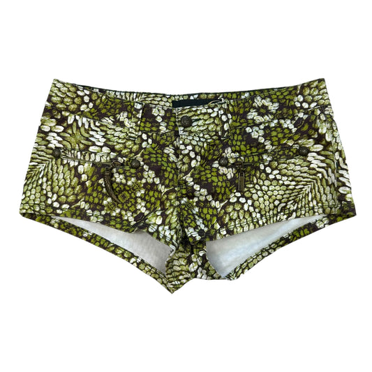 Just Cavalli Roberto Cavalli Green Scale Print Micro Mini Shorts