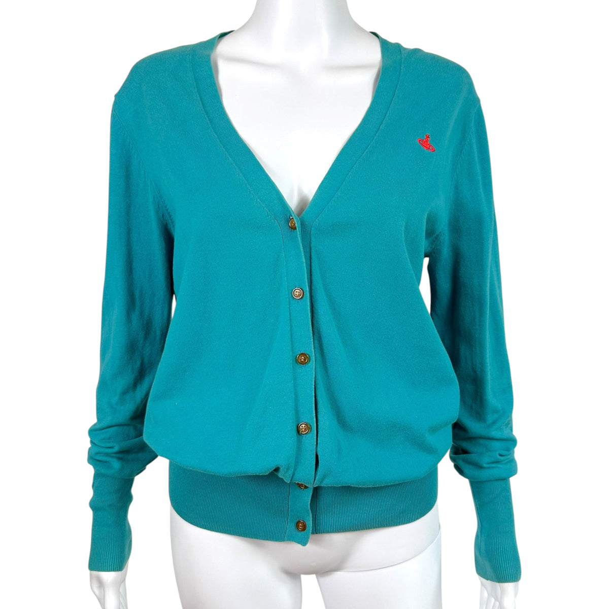 Vivienne Westwood Red Label Turquoise Knit Orb Logo Cardigan