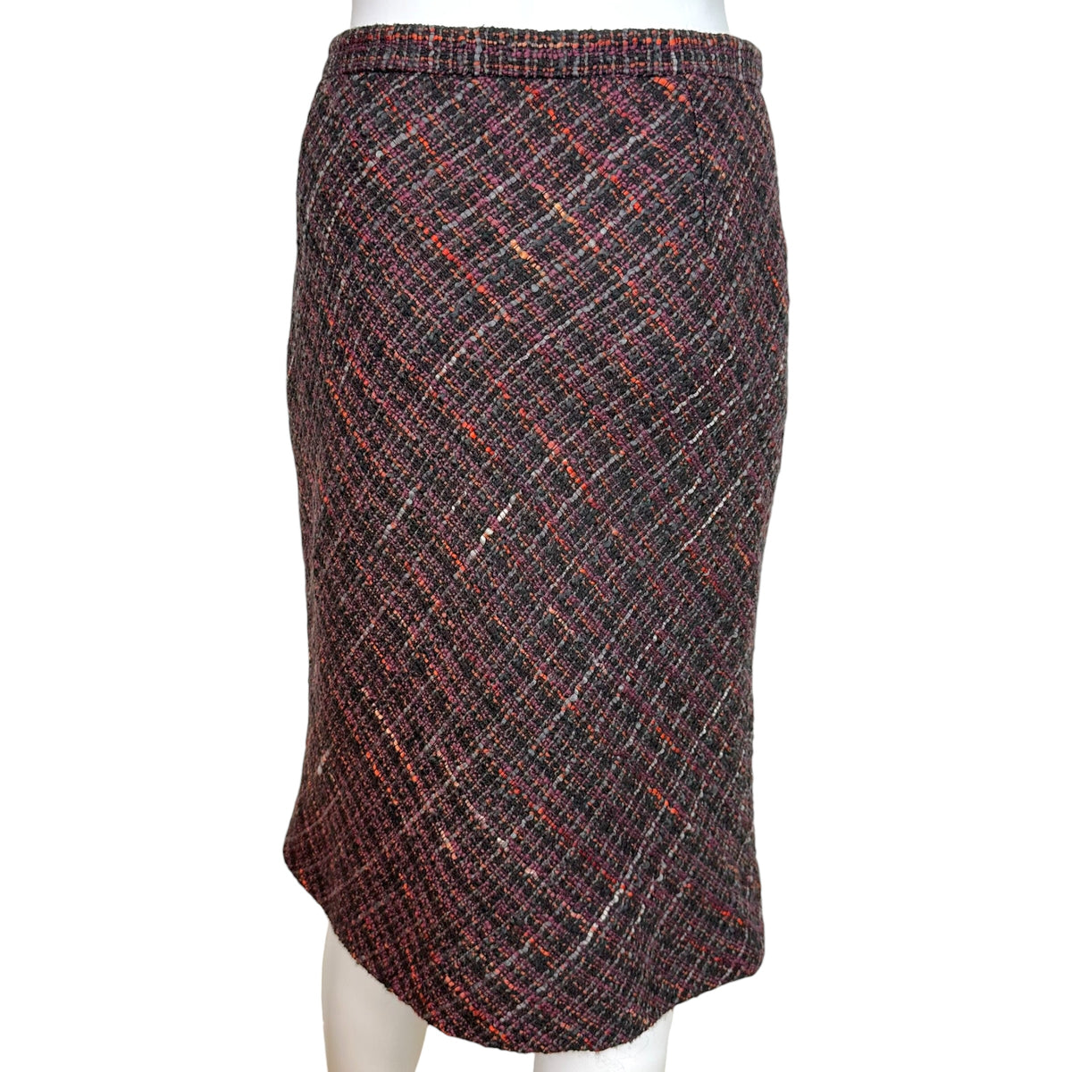 Dolce & Gabbana Purple Multicolor Tweed Midi Skirt