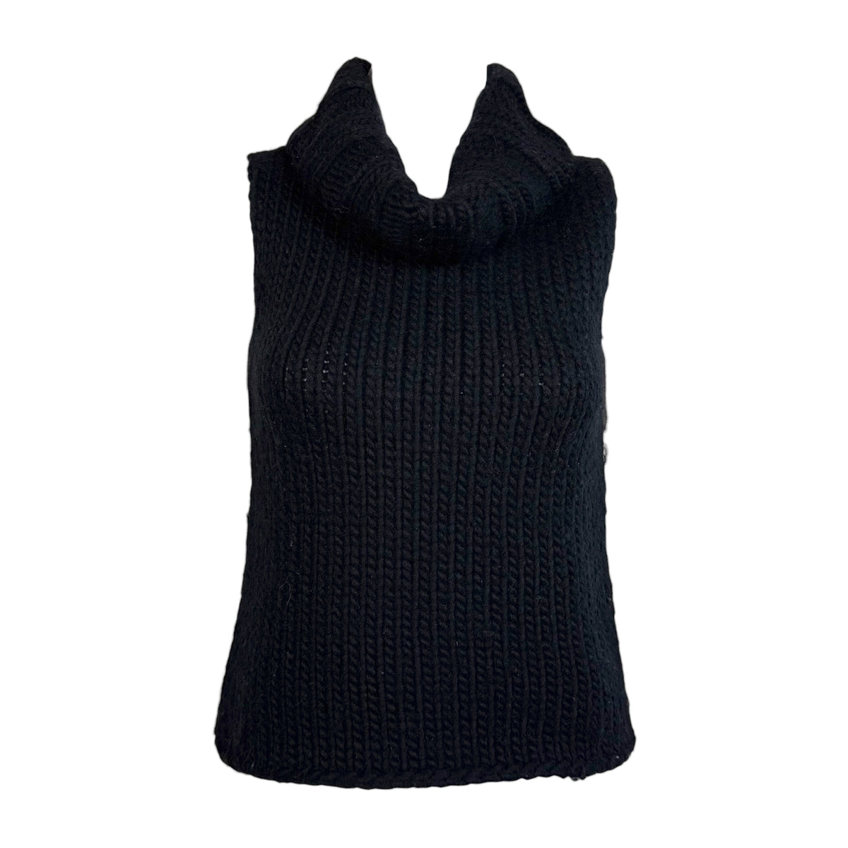 Gucci Sleeveless Turtleneck Sweater Black Heavy Knit
