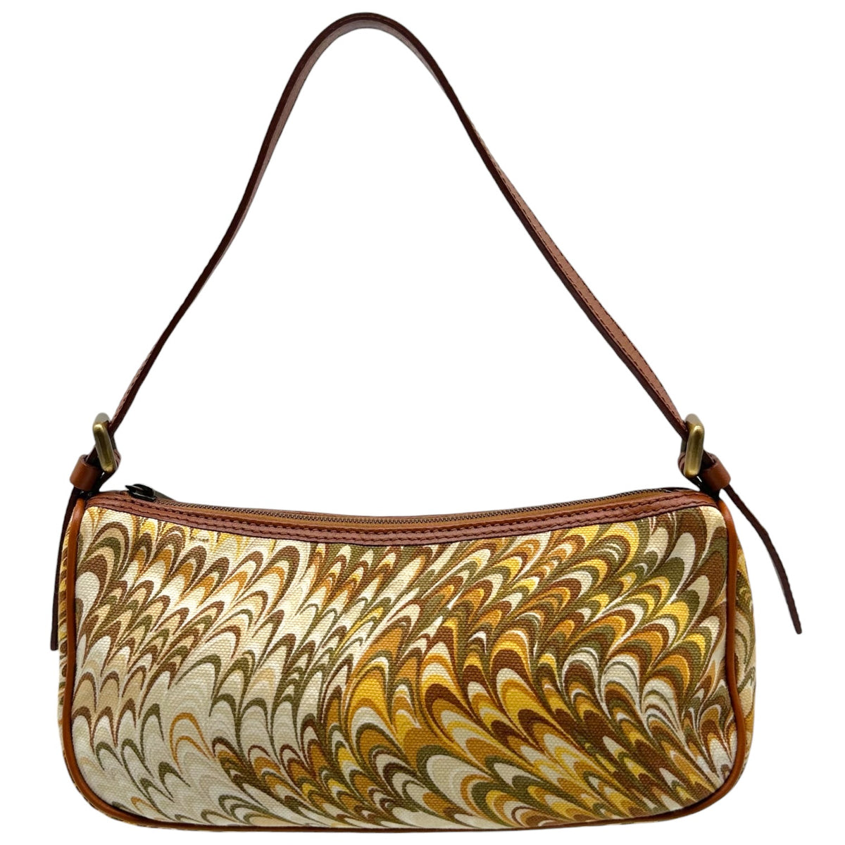 Celine Pochette Bag Brown Khaki Green Swirl Print