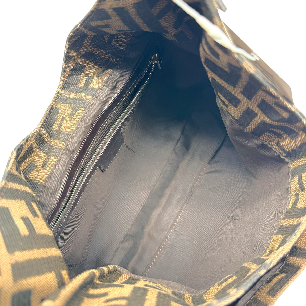 Fendi Brown Monogram Zucca Shoulder Baguette Bag