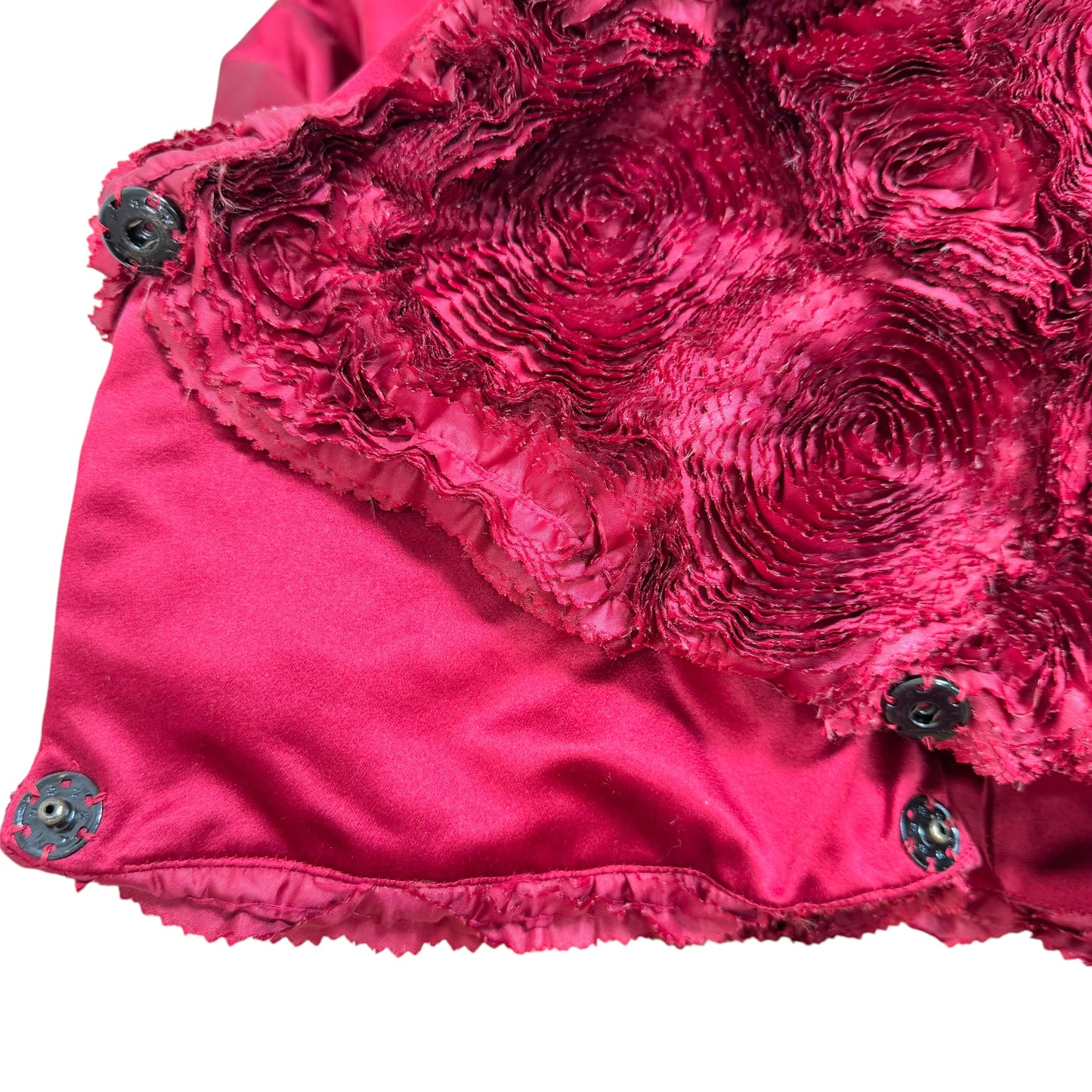 Blumarine Couture Red Silk Rose Patchwork Puff Sleeve Coat RARE