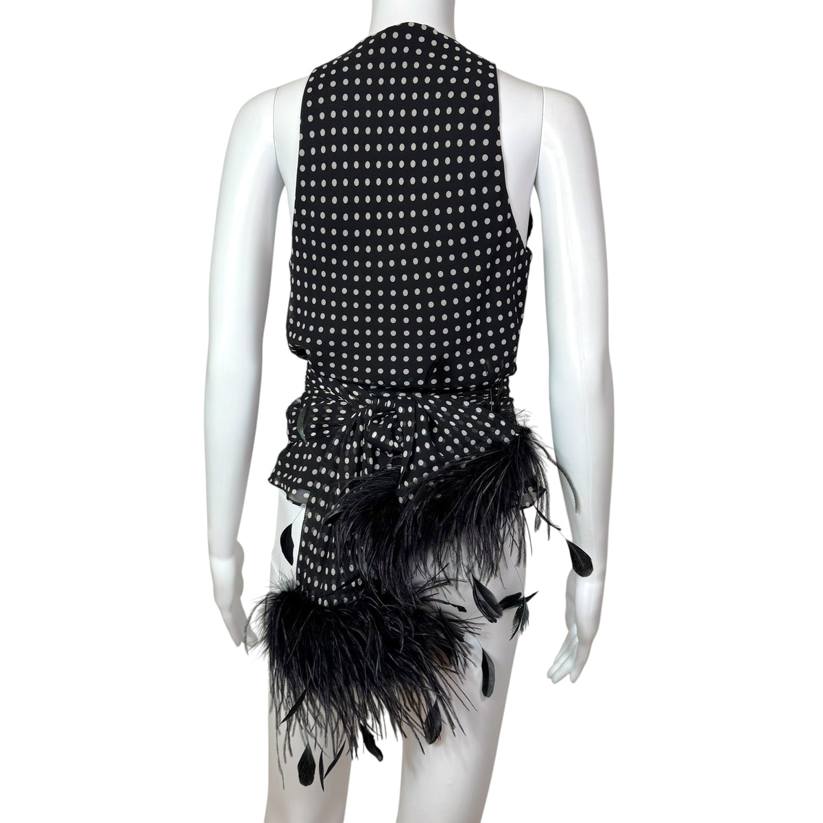 Ralph Lauren Black Silk Polka Dot Sleeveless Blouse