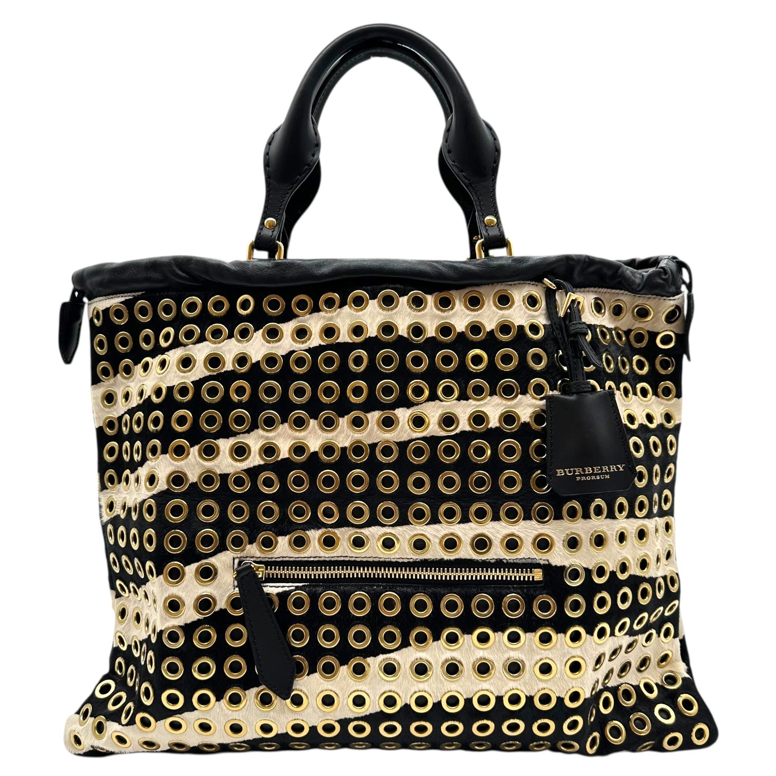 Burberry Gold Studded Zebra Print 2-Way Tote Bag - Outfit Repeater