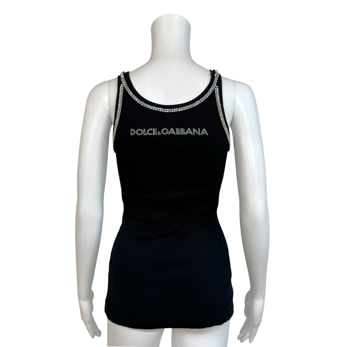Dolce & Gabbana Black Rhinestone Logo Graphic Tank
