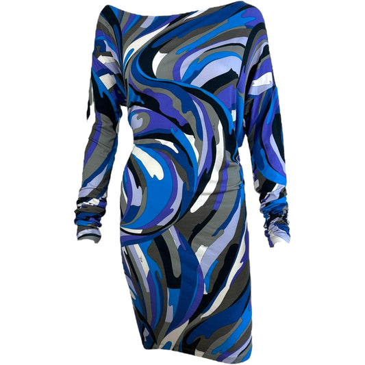 Emilio Pucci Blue Printed Asymmetrical Mini Dress