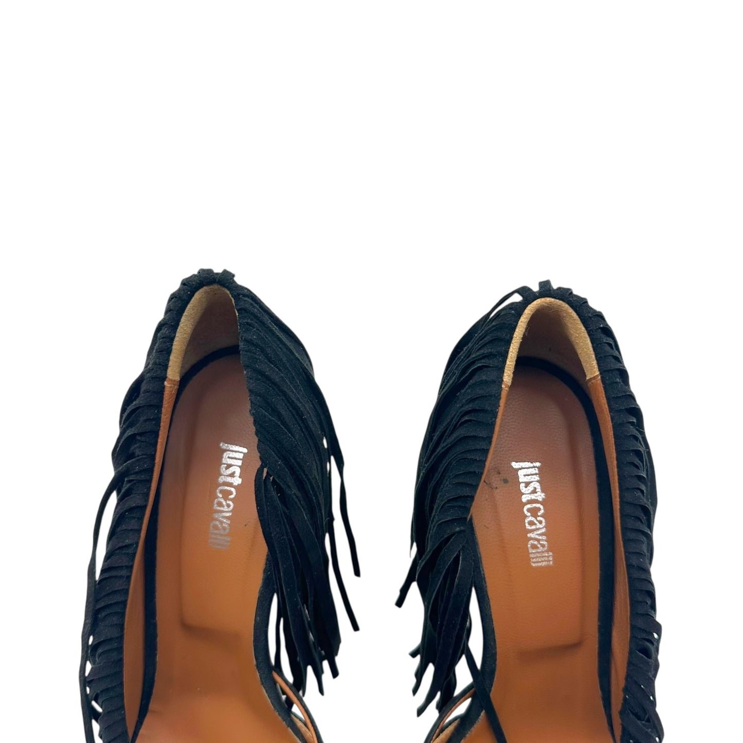 Just Cavalli Roberto Cavalli Black Suede Fringe Heels - Outfit Repeater