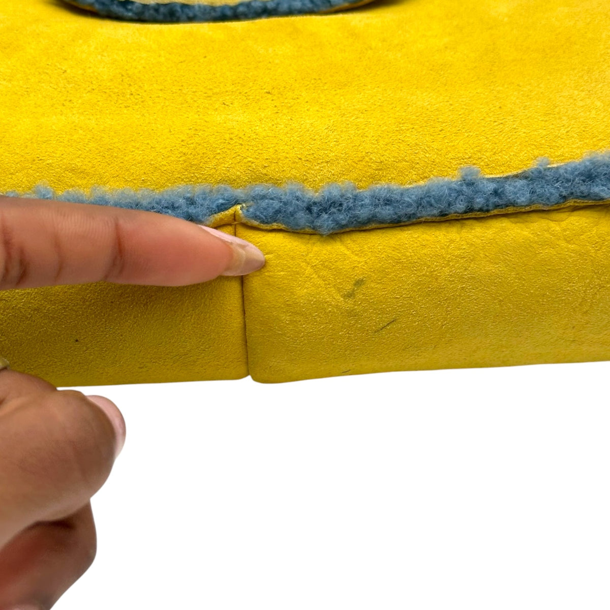 Chanel Yellow Blue Shearling Turnlock Handbag 1990s