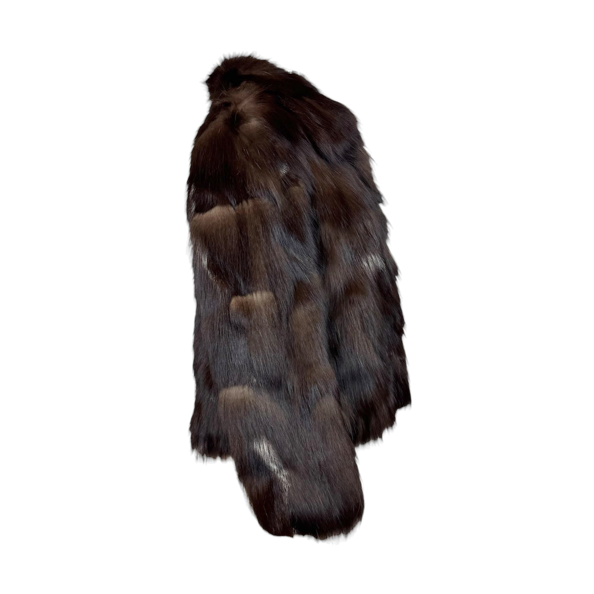 Brown Fox Fur Coat Full-Length Vintage Early 2000s