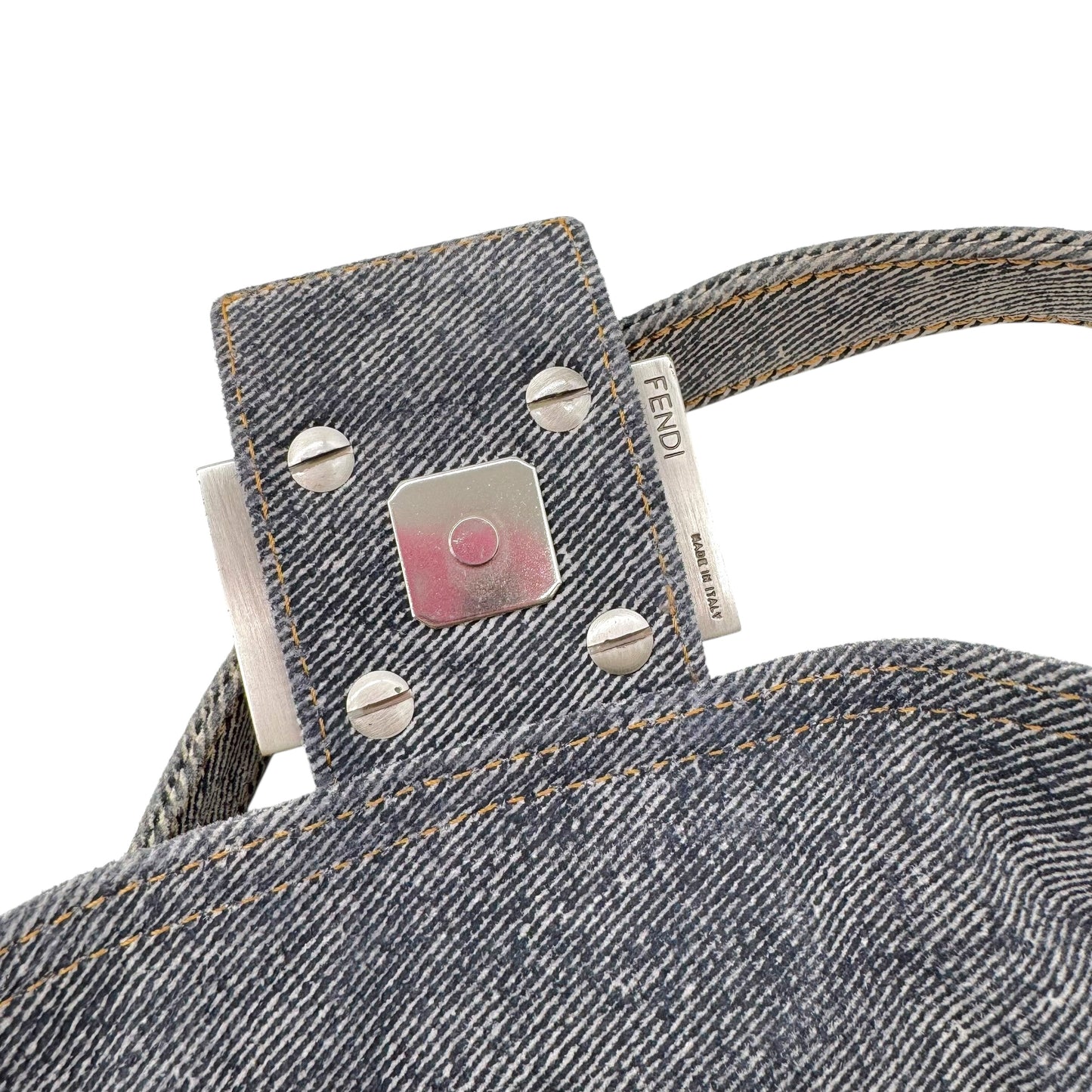 Fendi Blue 'Denim' Suede Baguette Bag - Outfit Repeater