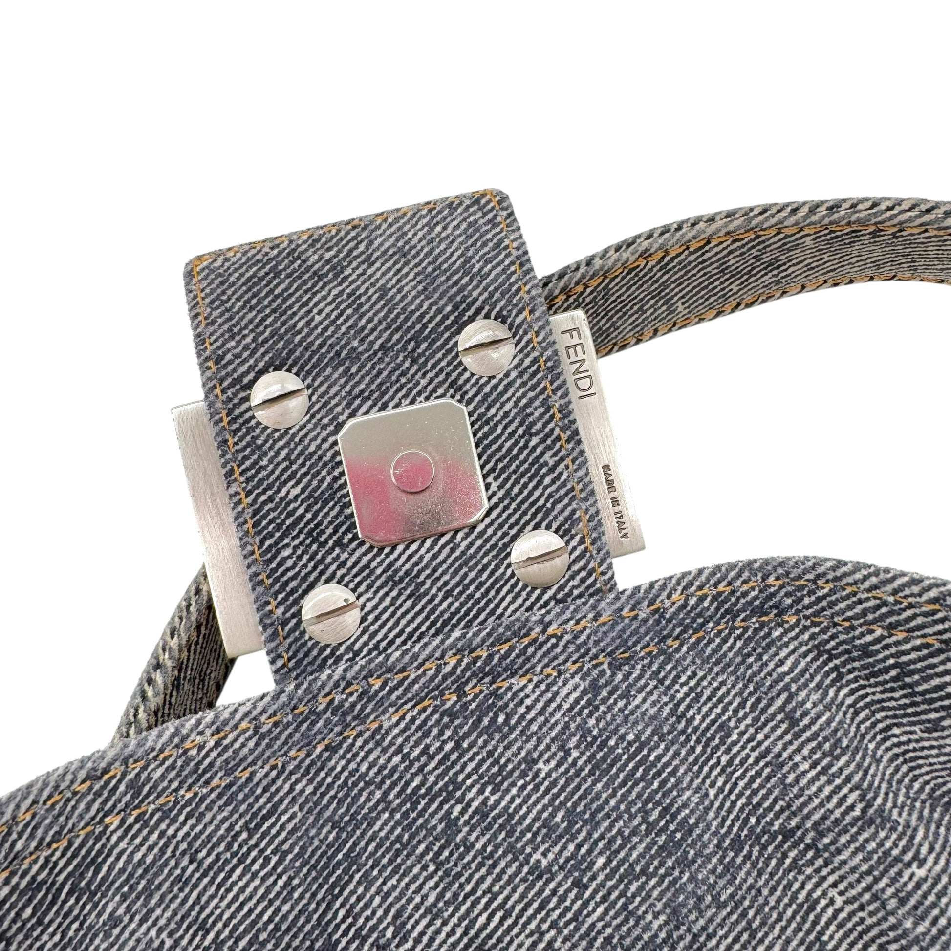 Fendi Blue 'Denim' Suede Baguette Bag - Outfit Repeater