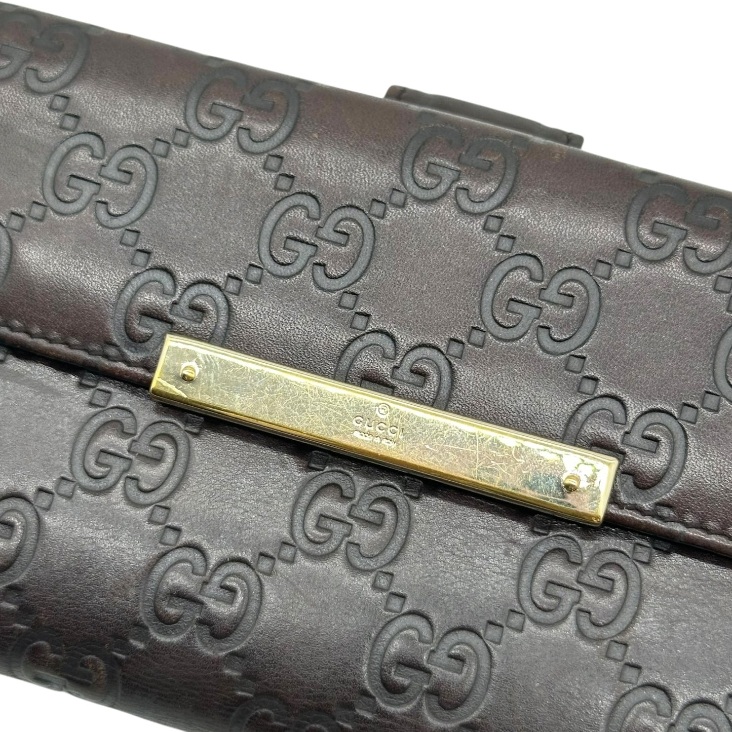 Gucci Brown Guccissima Embossed Monogram Long Wallet - Outfit Repeater