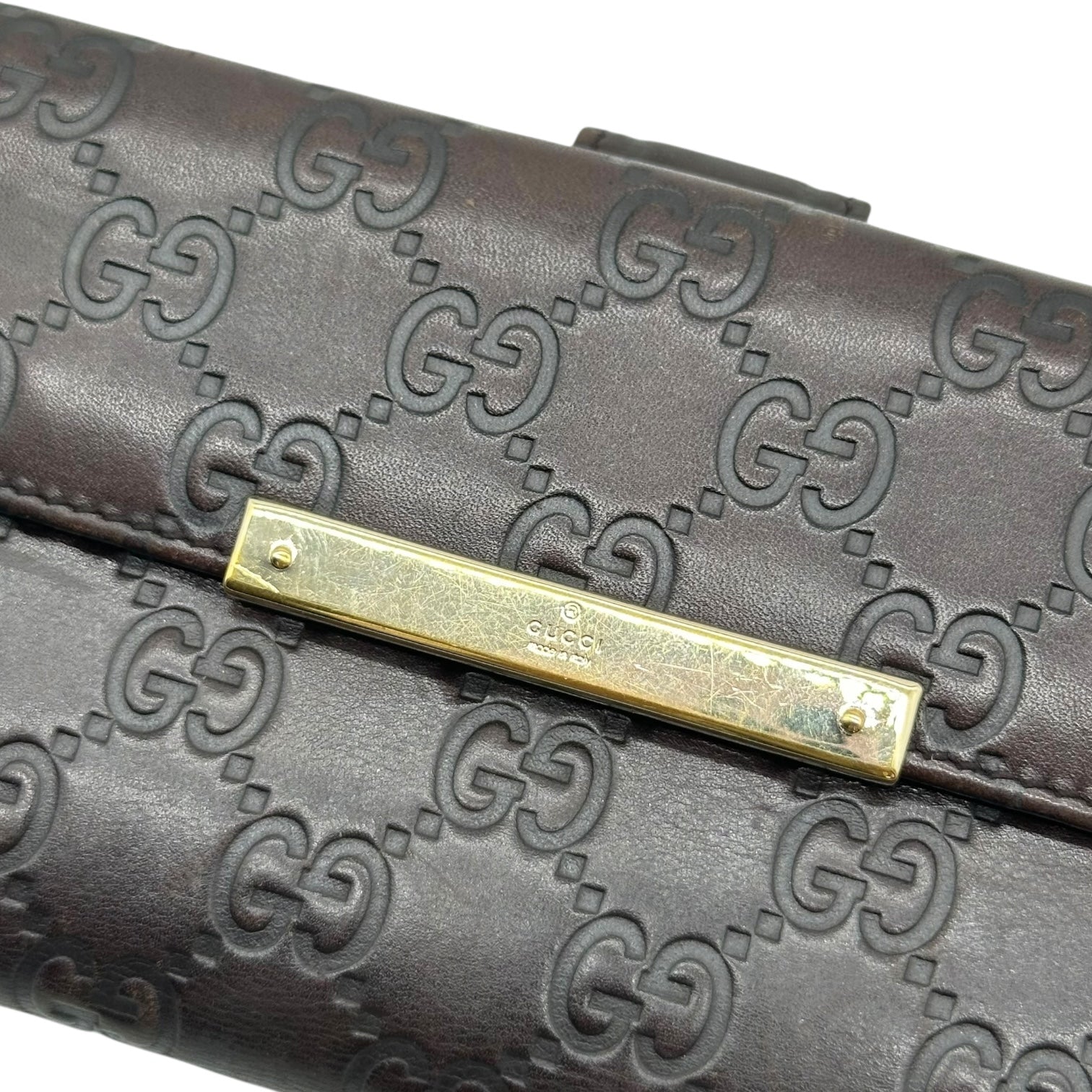 Gucci Brown Guccissima Embossed Monogram Long Wallet - Outfit Repeater