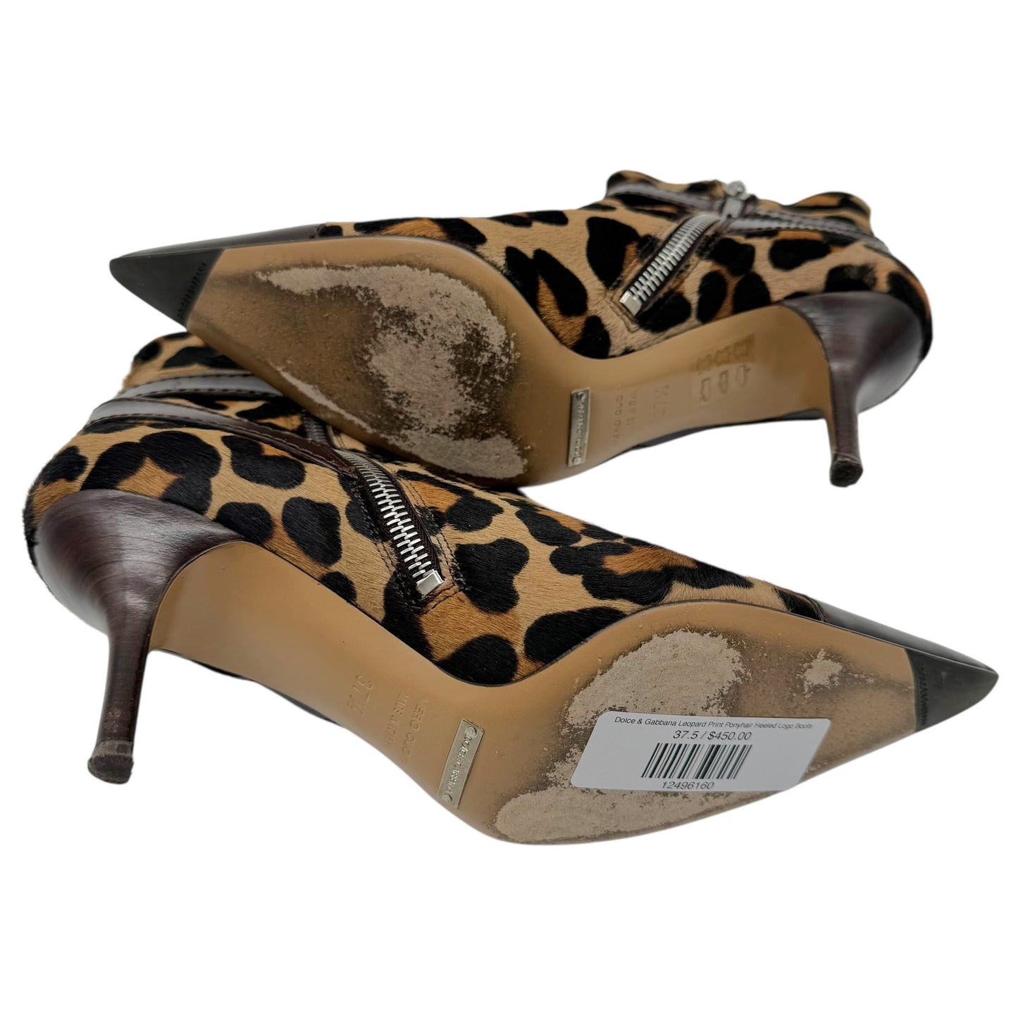 Dolce & Gabbana Leopard Print Ponyhair Heeled Logo Boots - Outfit Repeater