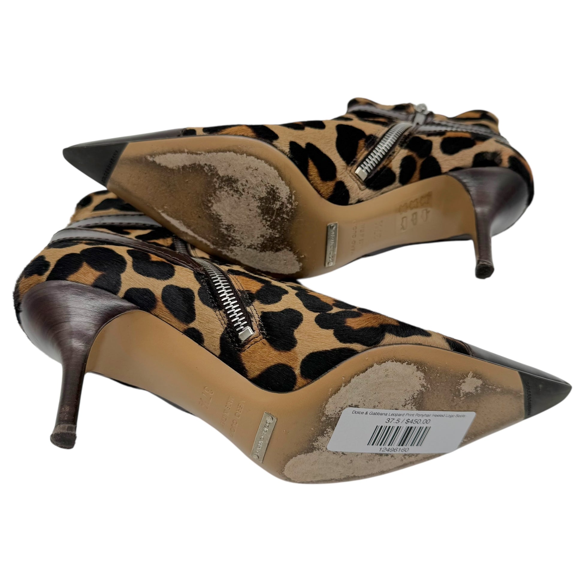 Dolce & Gabbana Leopard Print Ponyhair Heeled Logo Boots - Outfit Repeater