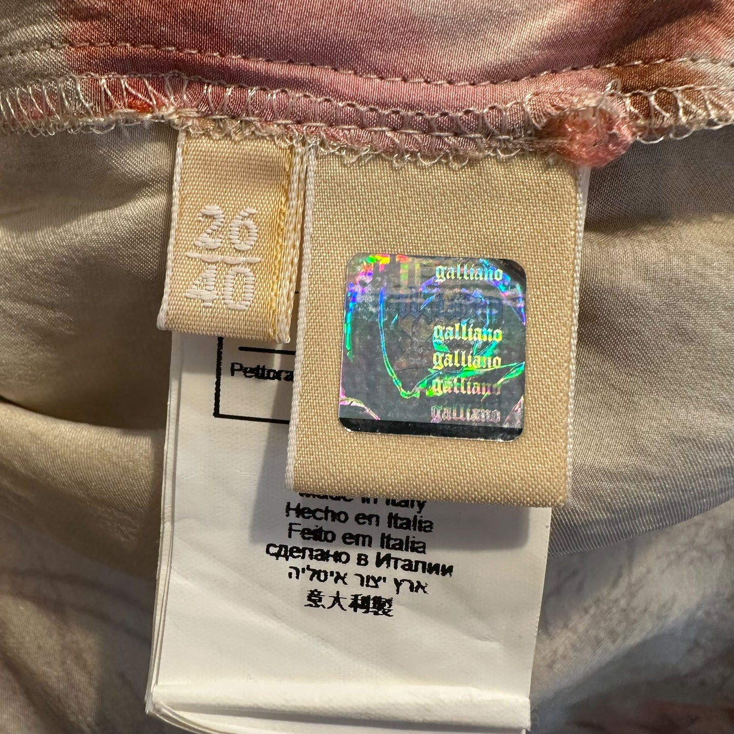 Galliano Ivory Silk Floral & Kanji Print Midi Skirt