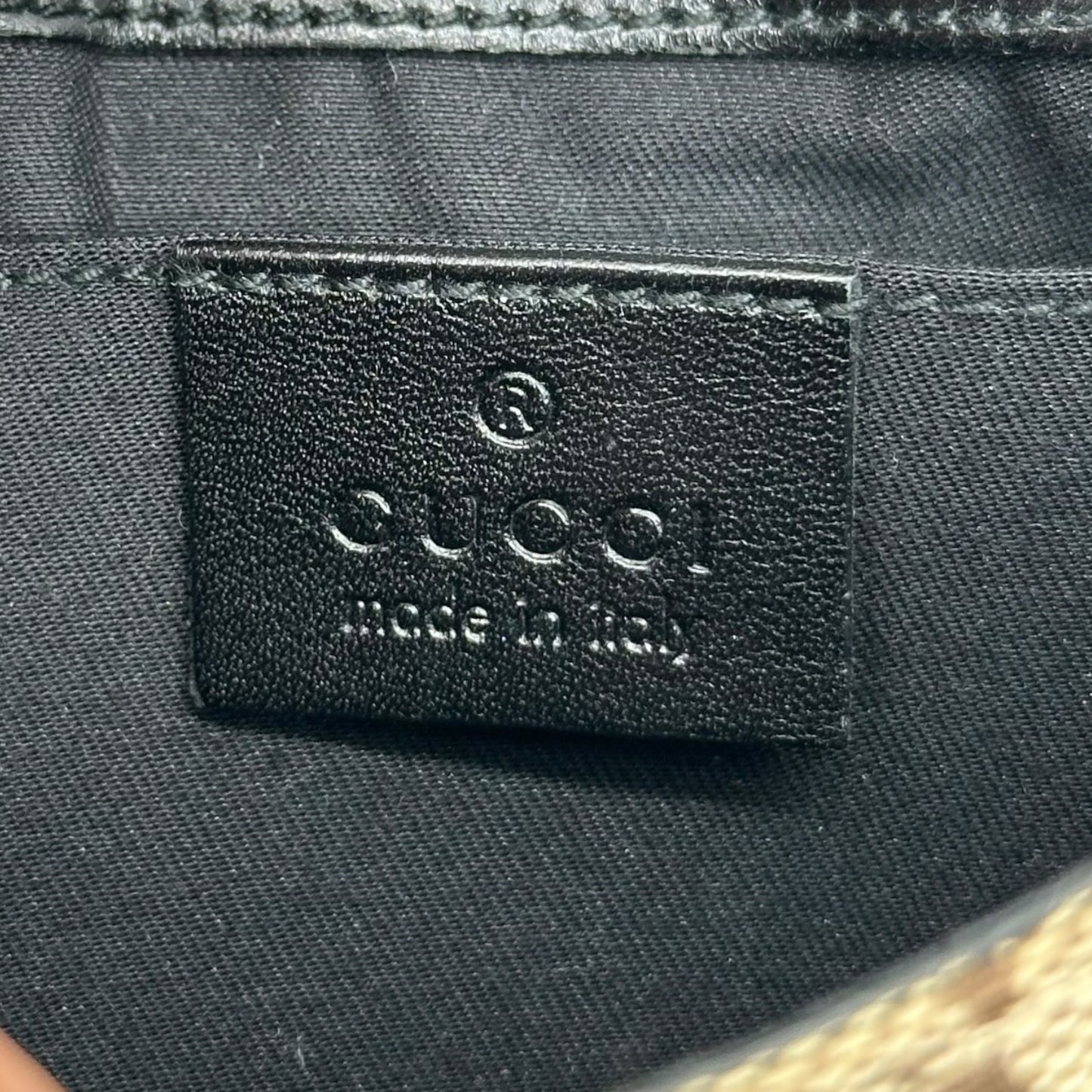 Gucci by Tom Ford 2004 Tan Monogram & Purple Silk Horsebit Bag RARE