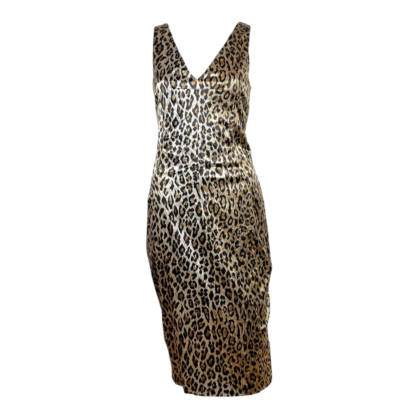 Dolce & Gabbana Leopard Print Satin Mid Dress XL