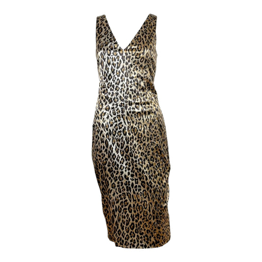 Dolce & Gabbana Leopard Print Satin Mid Dress XL