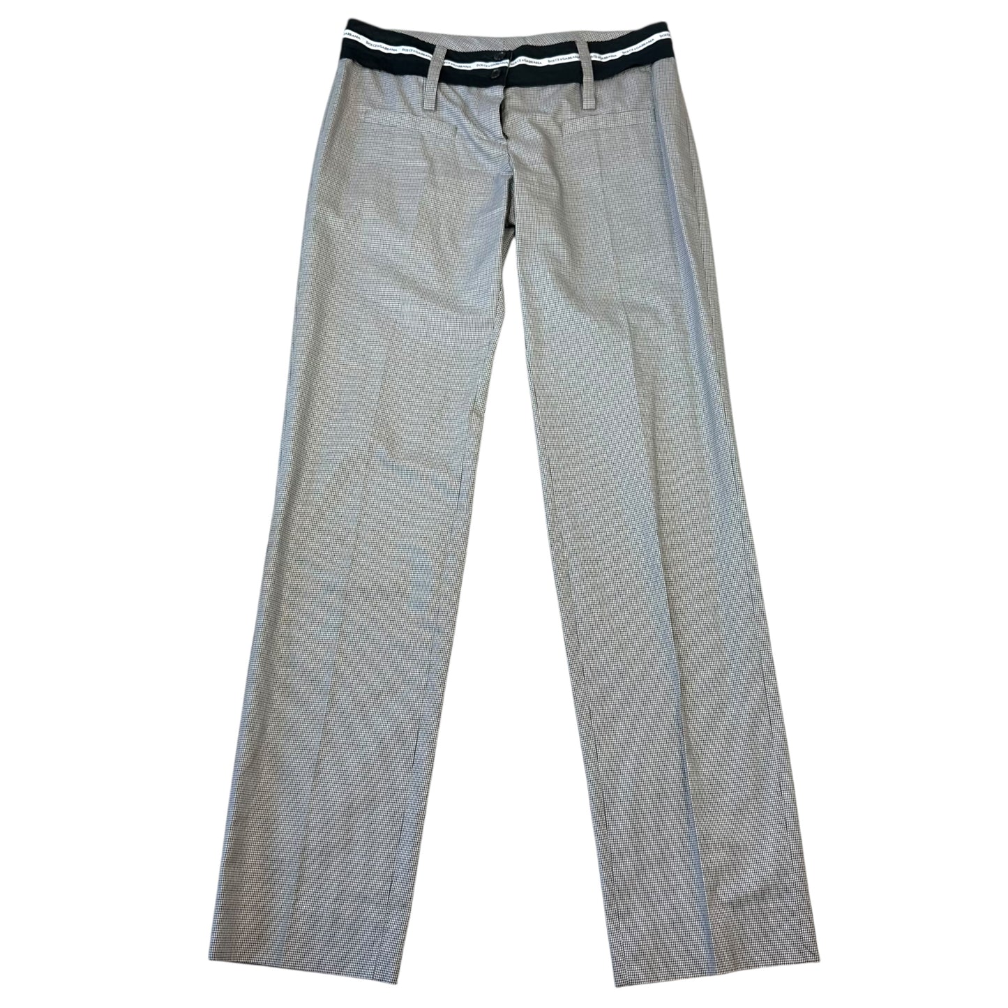 Dolce & Gabbana Brown Houndstooth Logo Waistband Pants