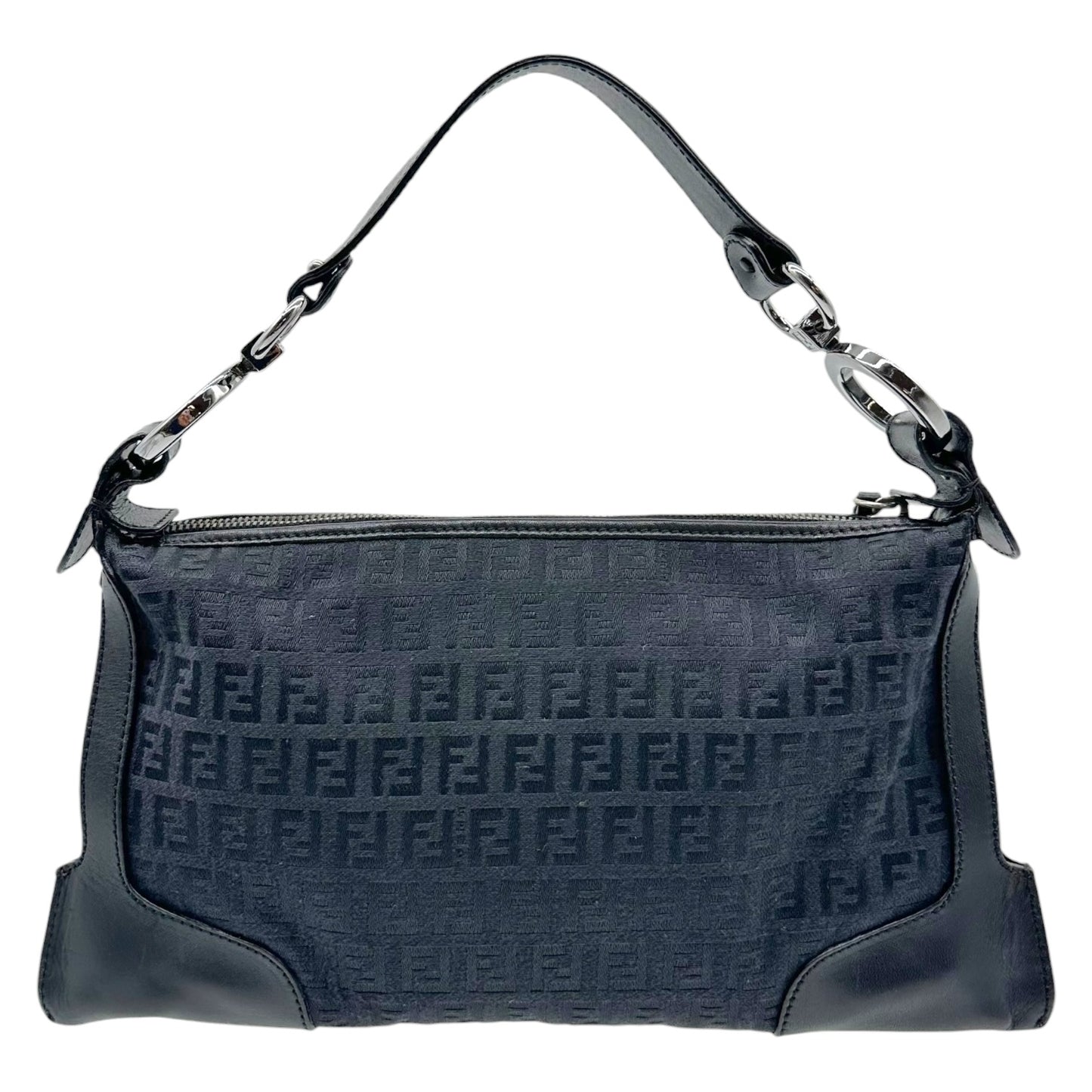 Fendi Black Zucchino Monogram Shoulder Bag