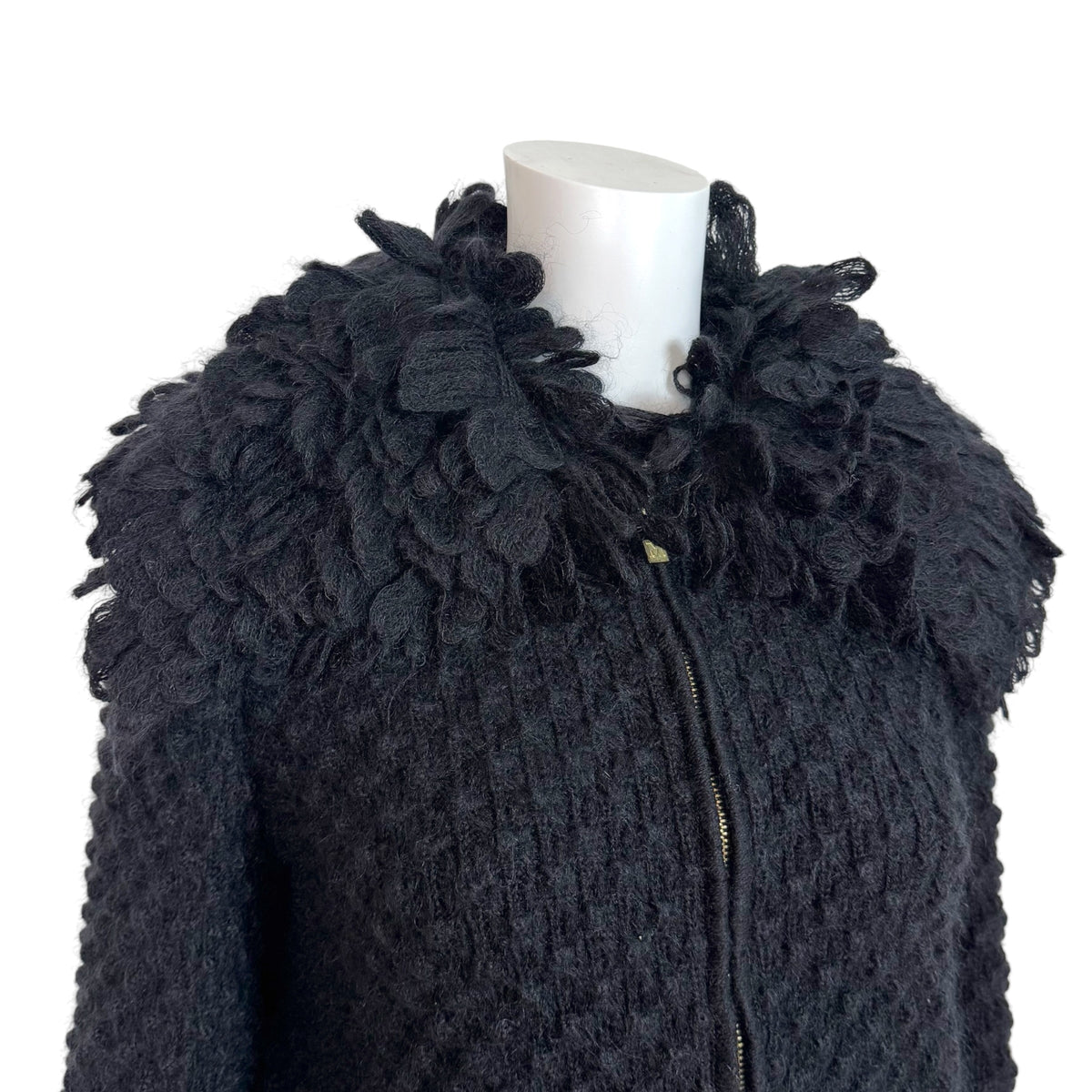 Missoni Black Mohair Wool Knit Cropped Penny Lane Zip-Up Cardigan