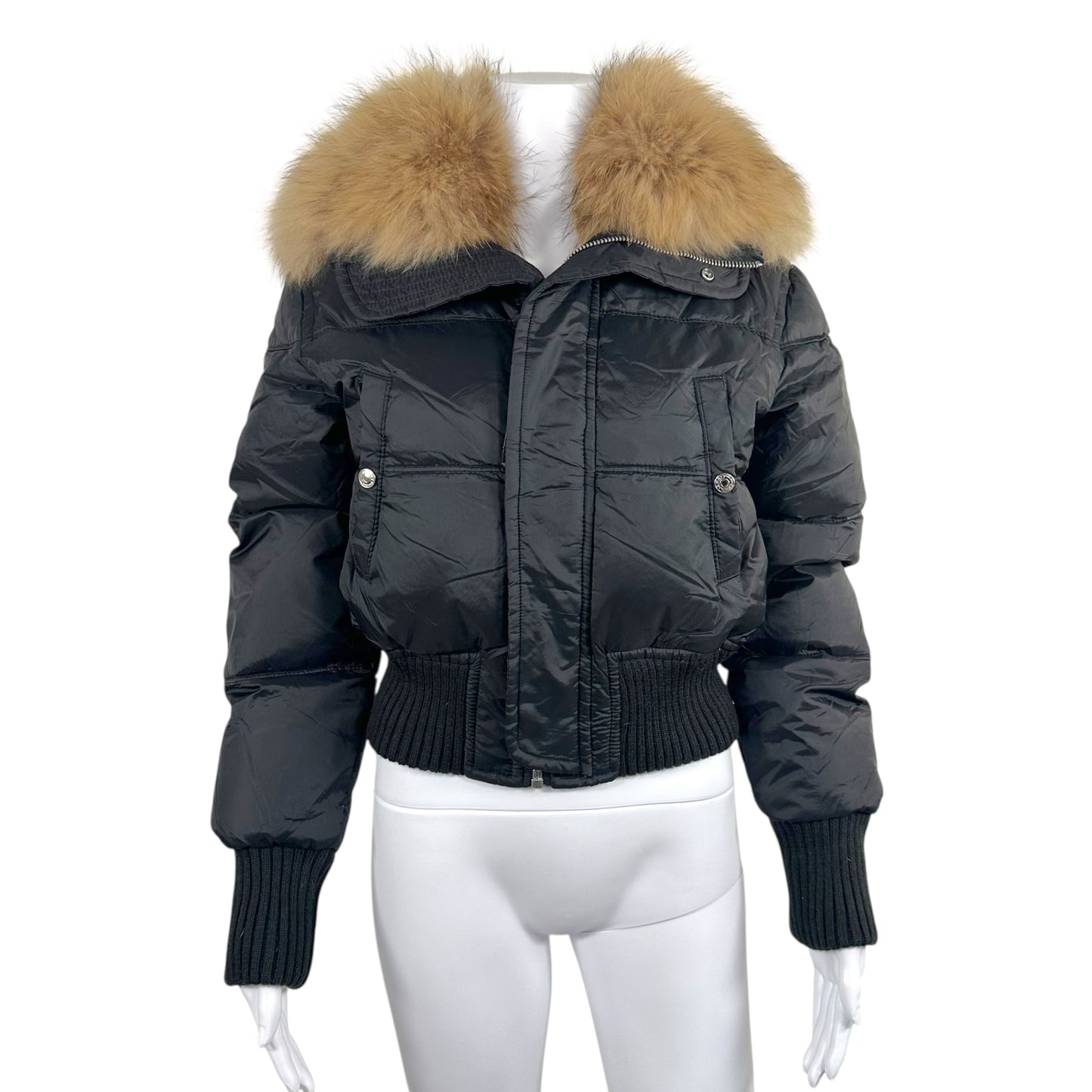 Dsquared2 Black Cropped Fur Hood Jacket - Outfit Repeater