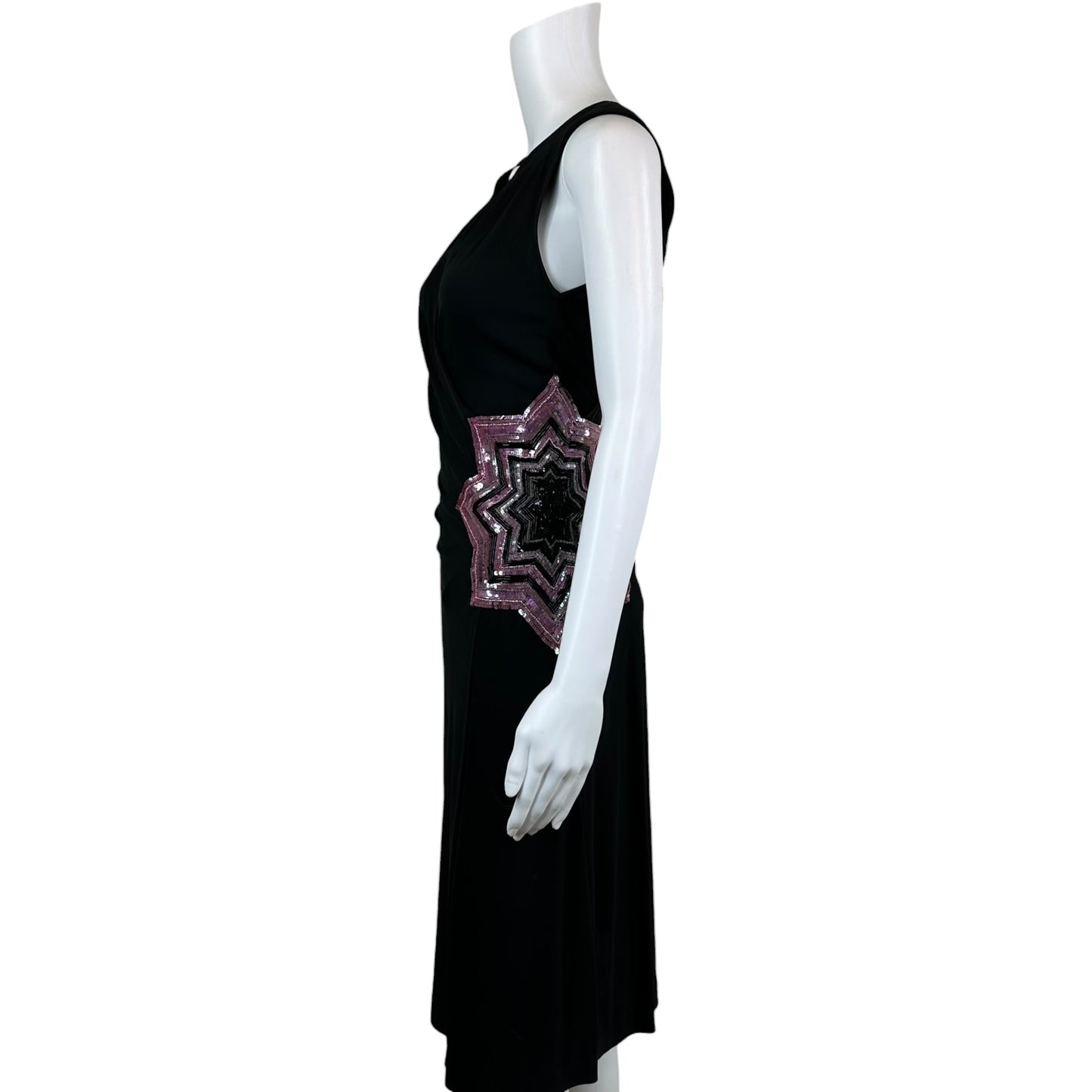 Diane Von Furstenburg Black Wrap Mini Dress Pink Sequin