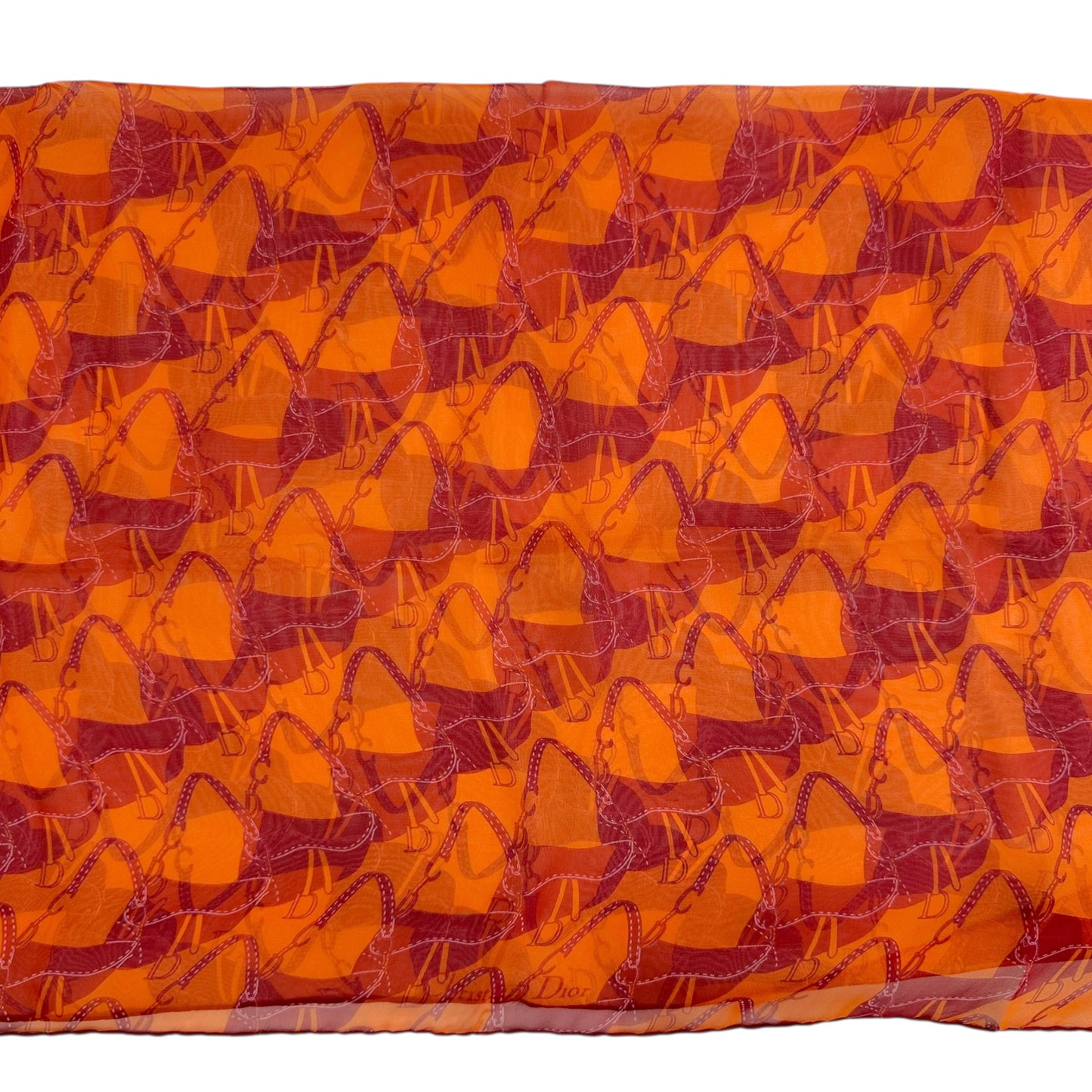 Dior Pink and Orange Saddle Bag Print Scarf - Outfit Repeater