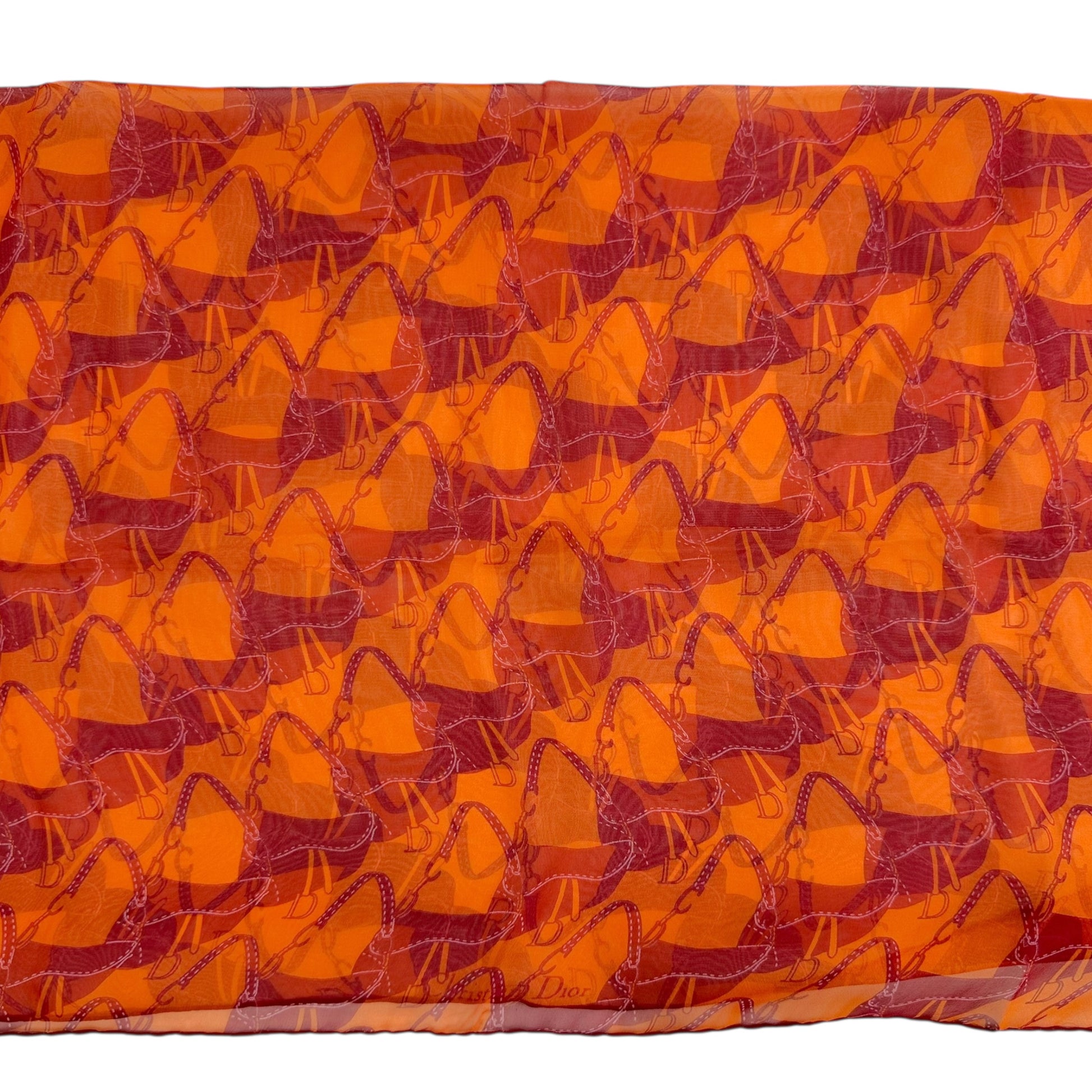 Dior Pink and Orange Saddle Bag Print Scarf - Outfit Repeater