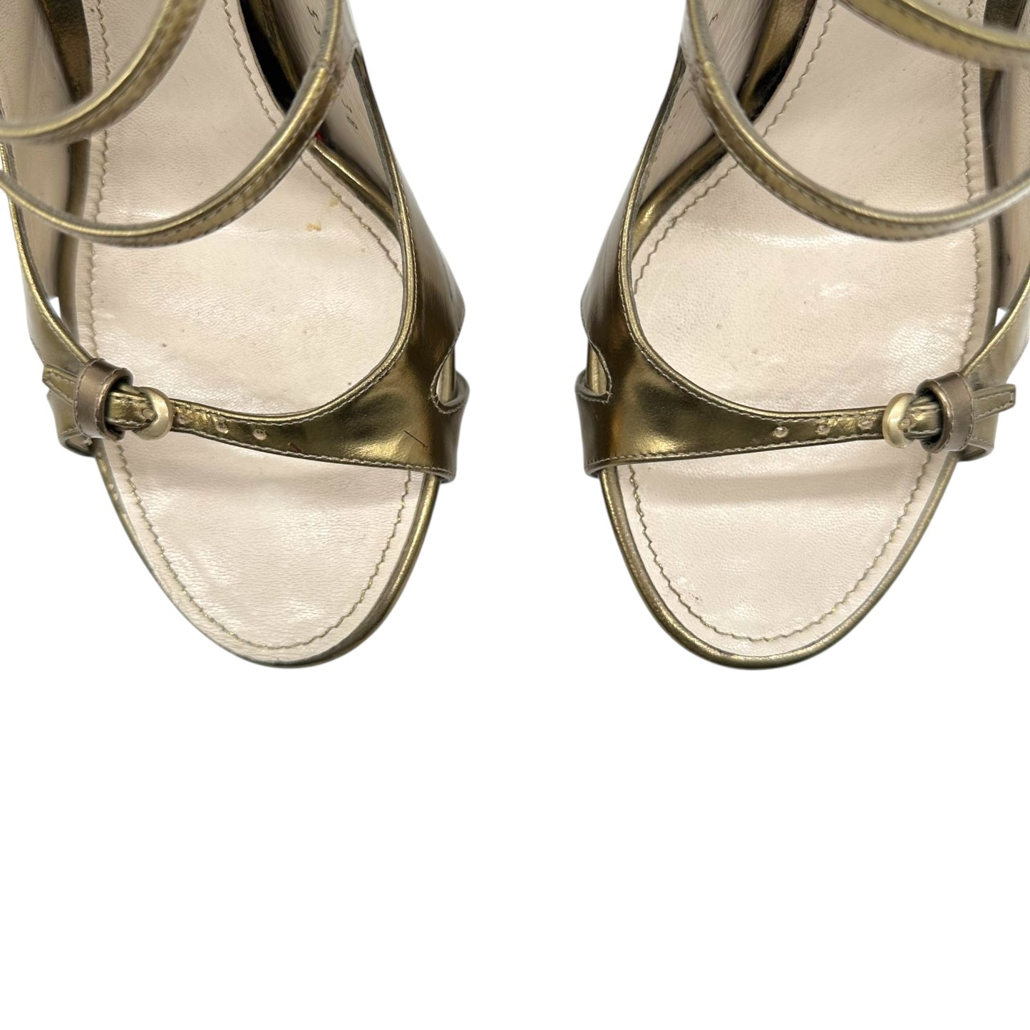John Galliano Metallic Strappy Platform Heels