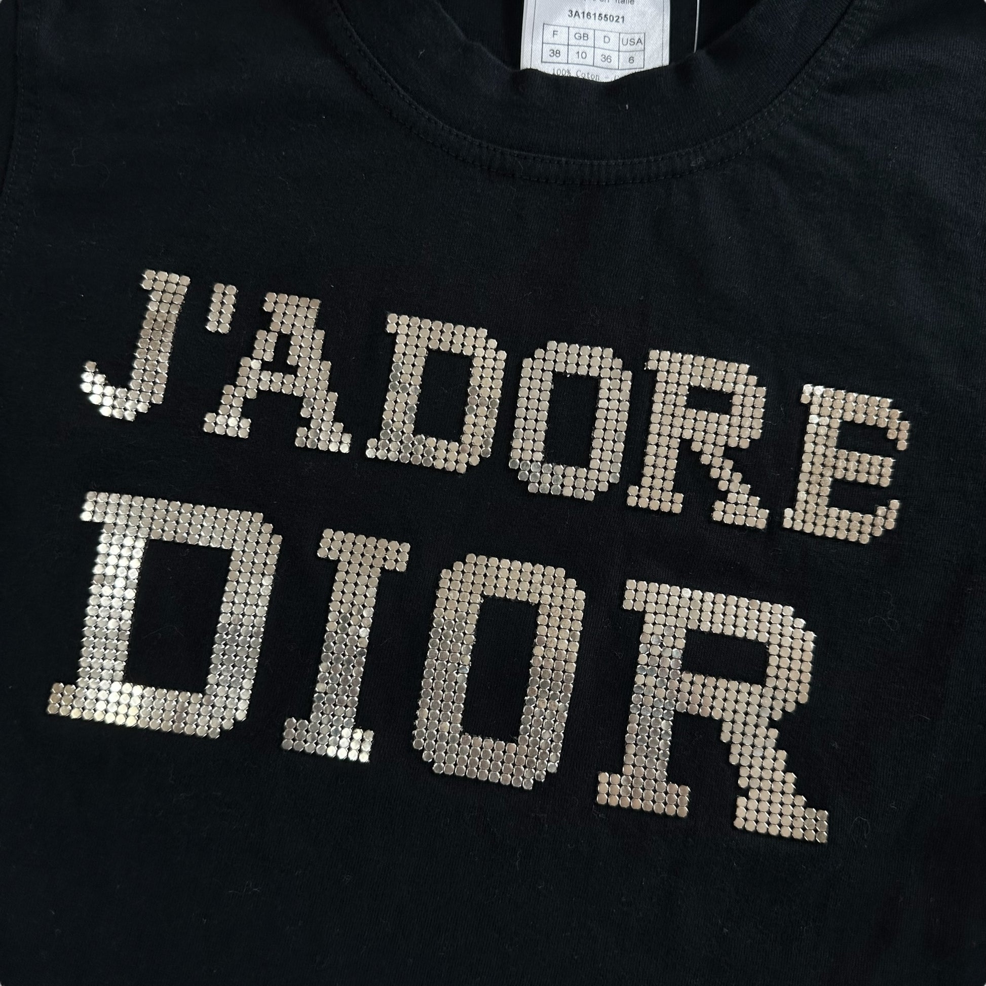 Christian Dior F/W 2003 J'Adore Dior Black Chainmail Logo T-Shirt - Outfit Repeater
