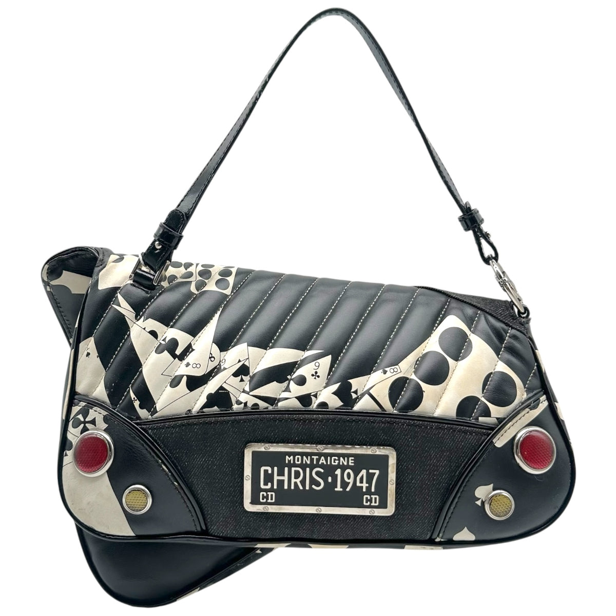 Christian Dior Black Playing Card Print Shoulder Bag