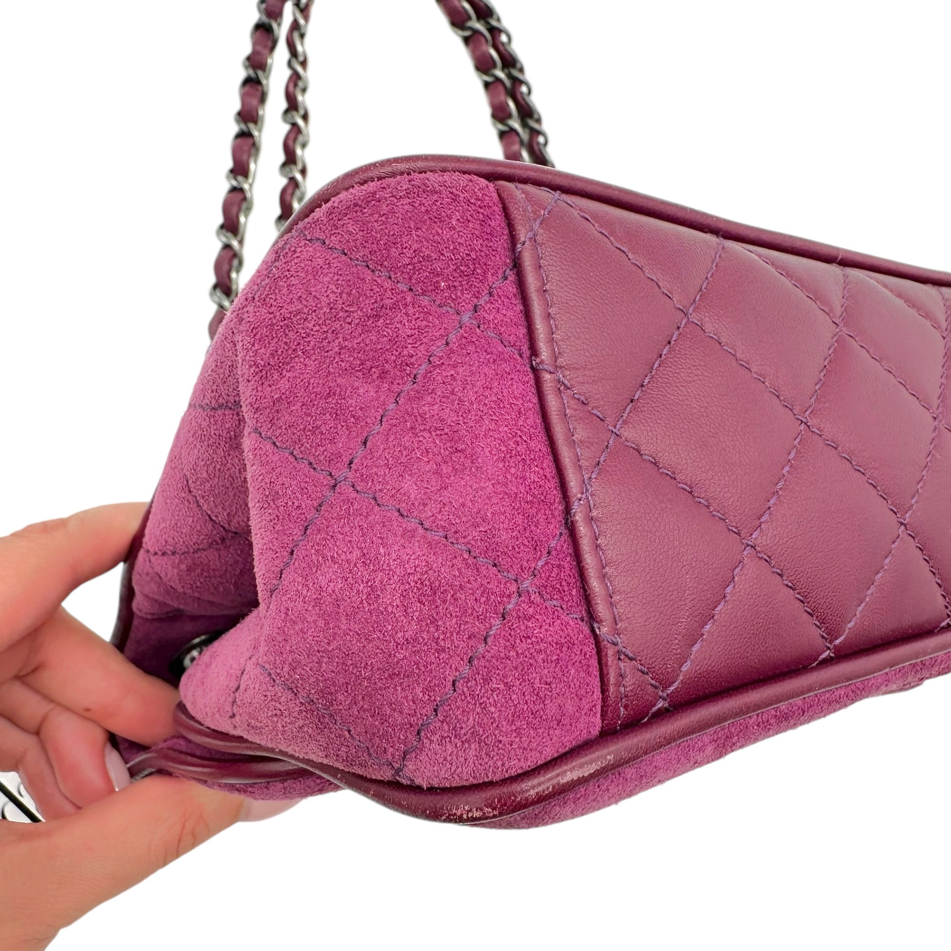 Chanel Small Flap Shoulder Bag Purple Suede Leather