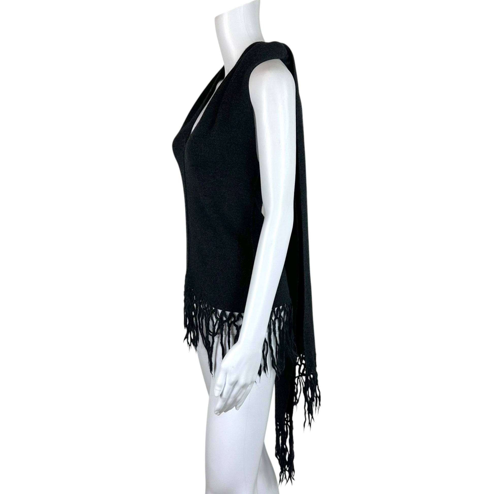 Jean Paul Gaultier Gray Knit Halter Top With Fringe Trim