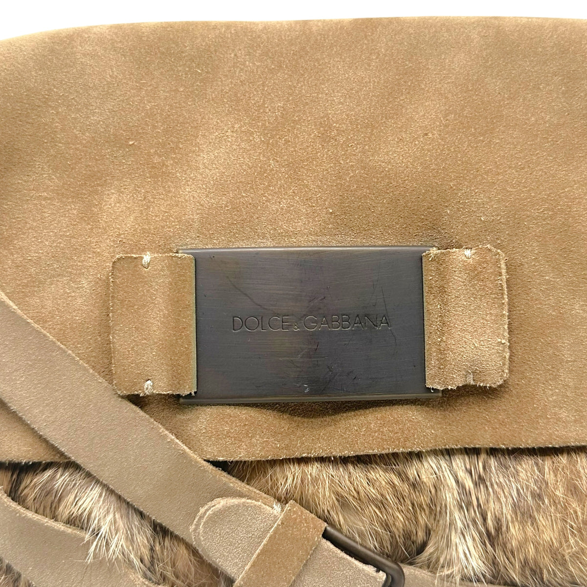 Dolce & Gabbana Rabbit Fur Suede Crossbody Bag
