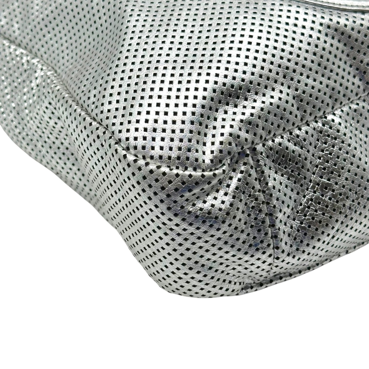 Chanel Rodeo Drive Silver Perforated Leather 2-Way Hobo Bag 2008-09