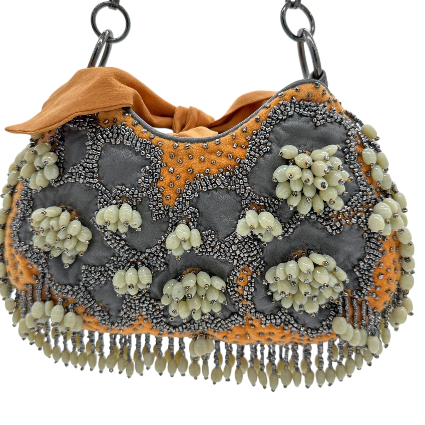 Jamin Puech Orange & Gray Beaded Fringe Shoulder Bag - Outfit Repeater