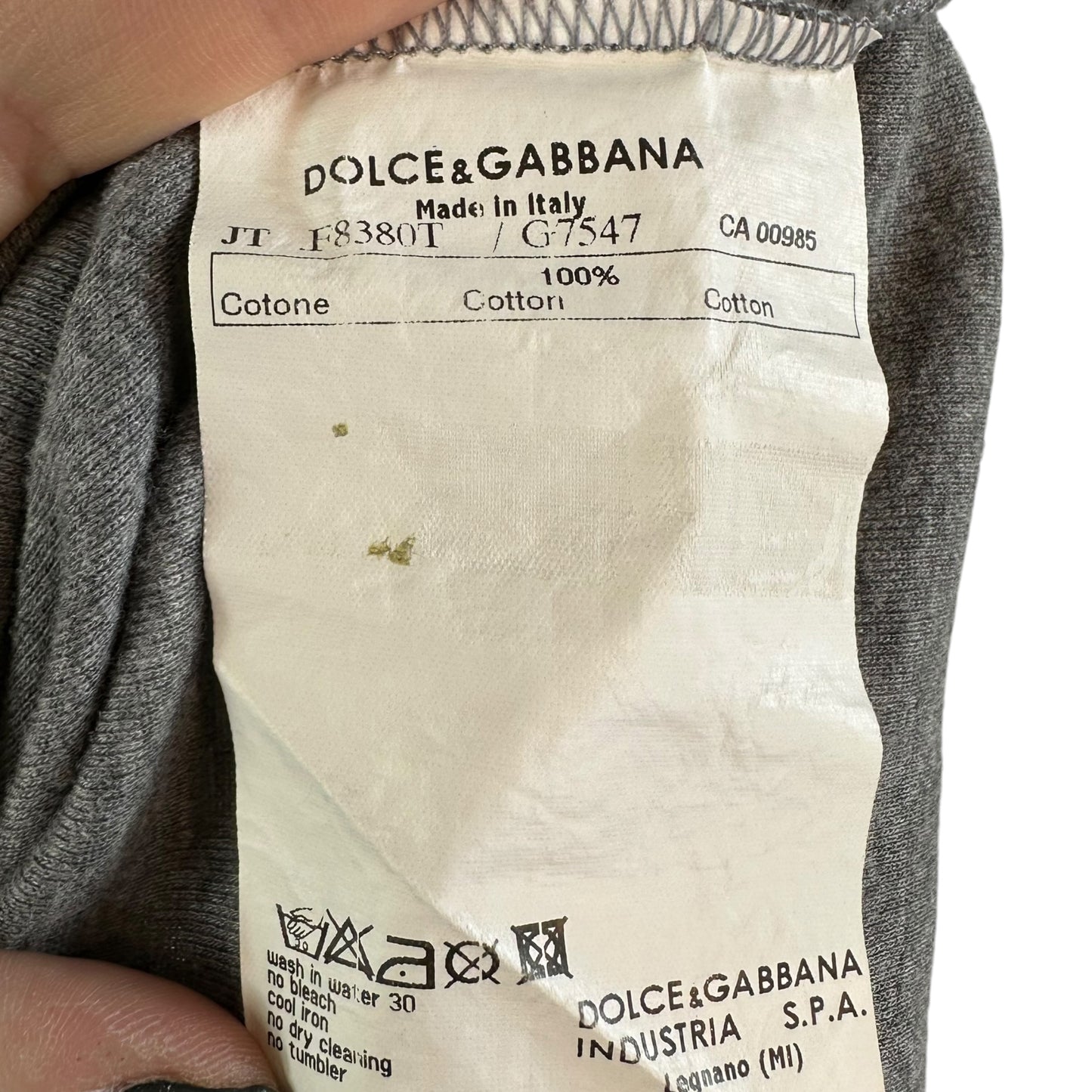 Dolce & Gabbana Gray Yellow Logo Crest Graphic T-Shirt