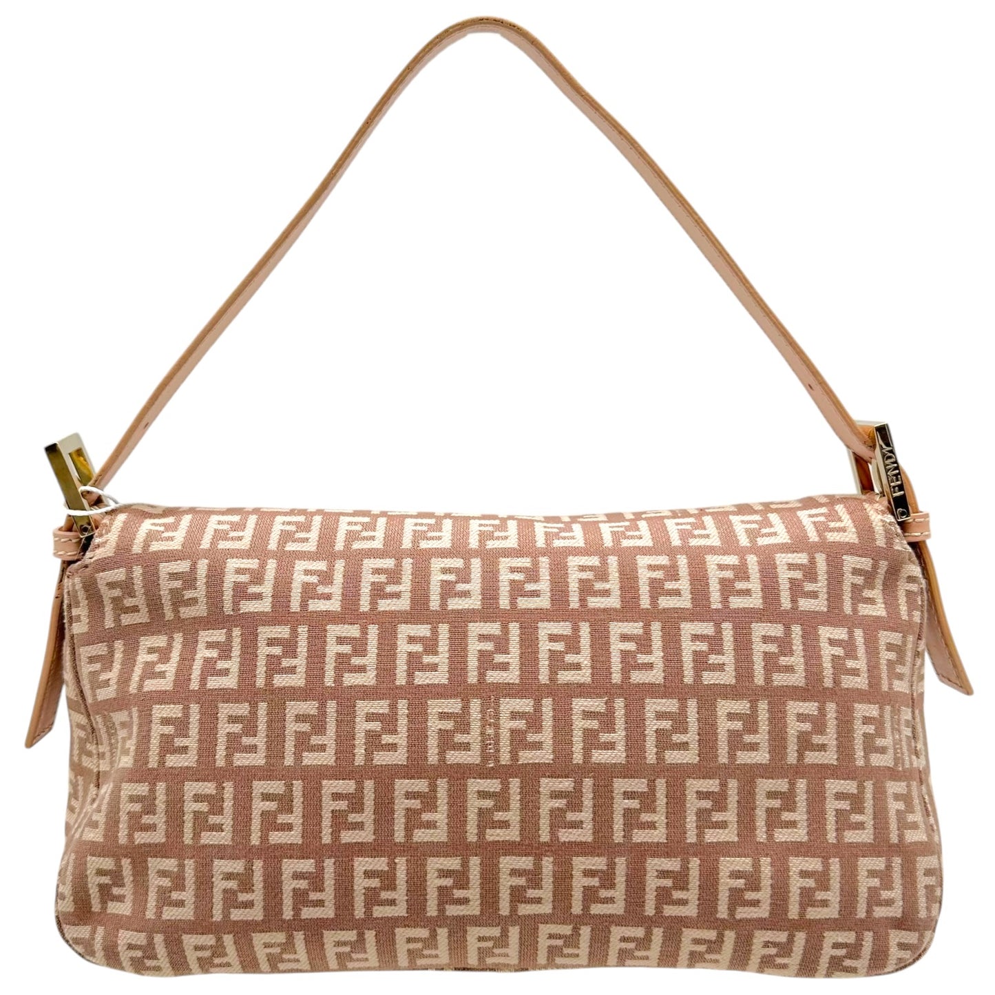 Fendi Pink Zucchino Monogram Fold-Over Baguette Bag