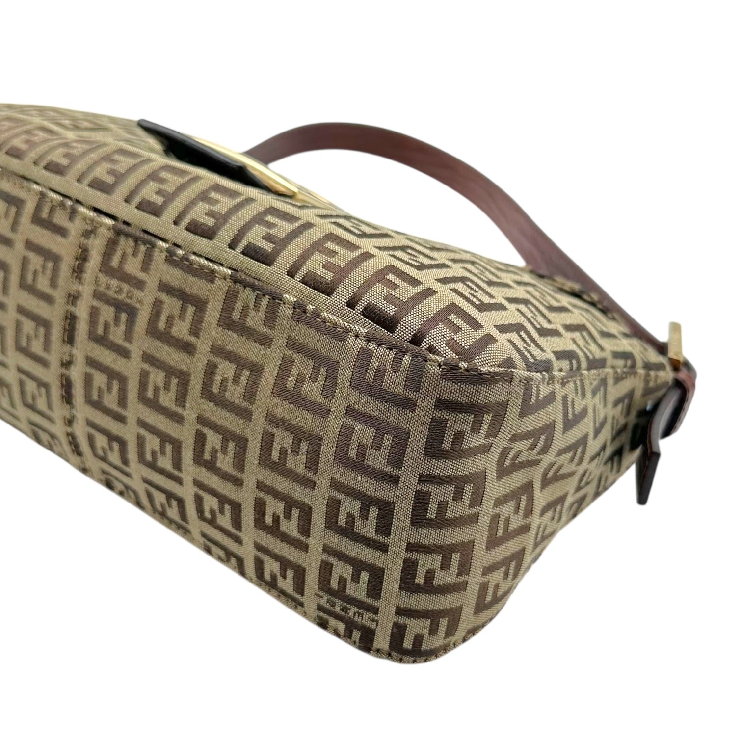 Fendi Fold-Over Baguette Bag Brown Beige Zucchino Monogram