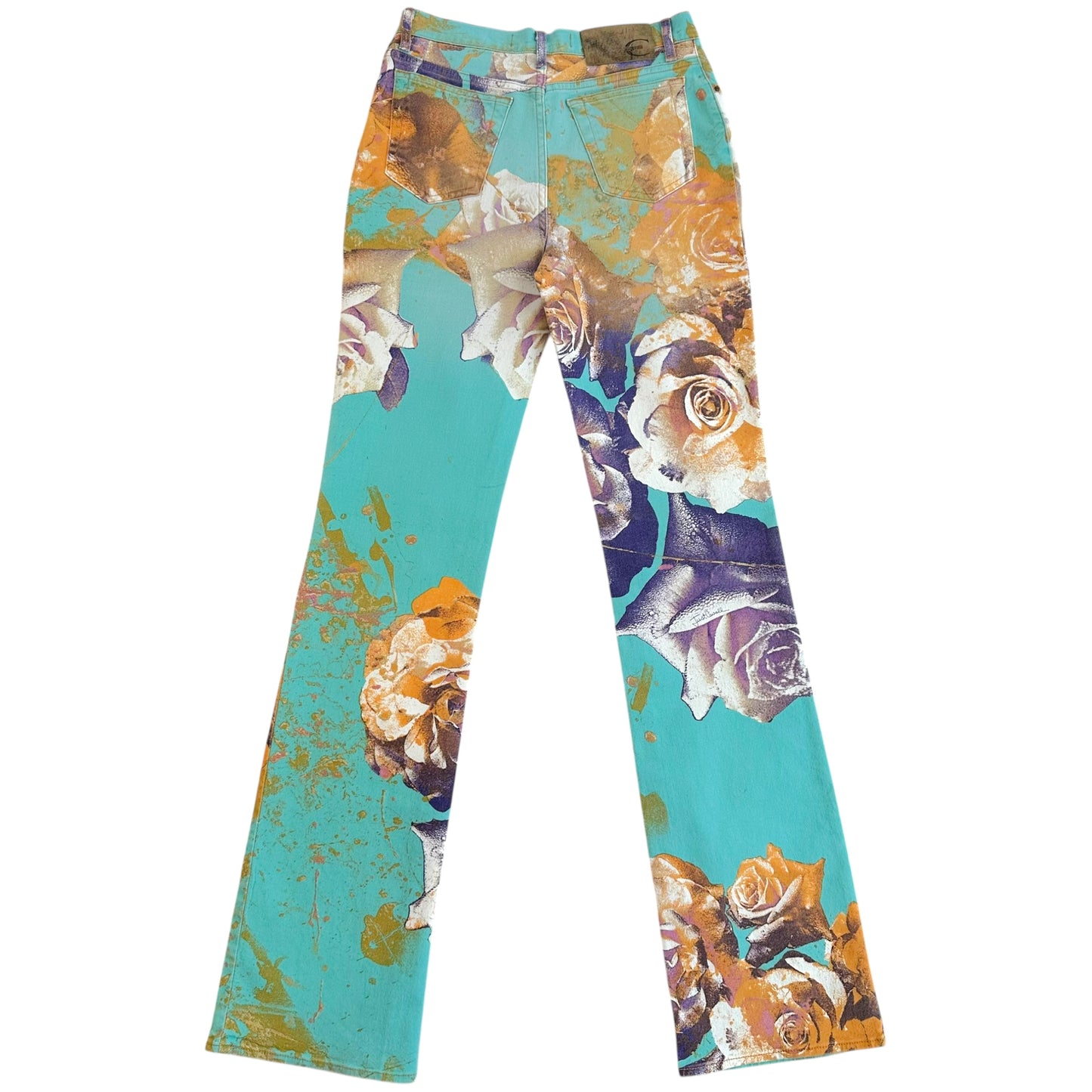Just Cavalli Roberto Cavalli Teal Floral Print Jeans